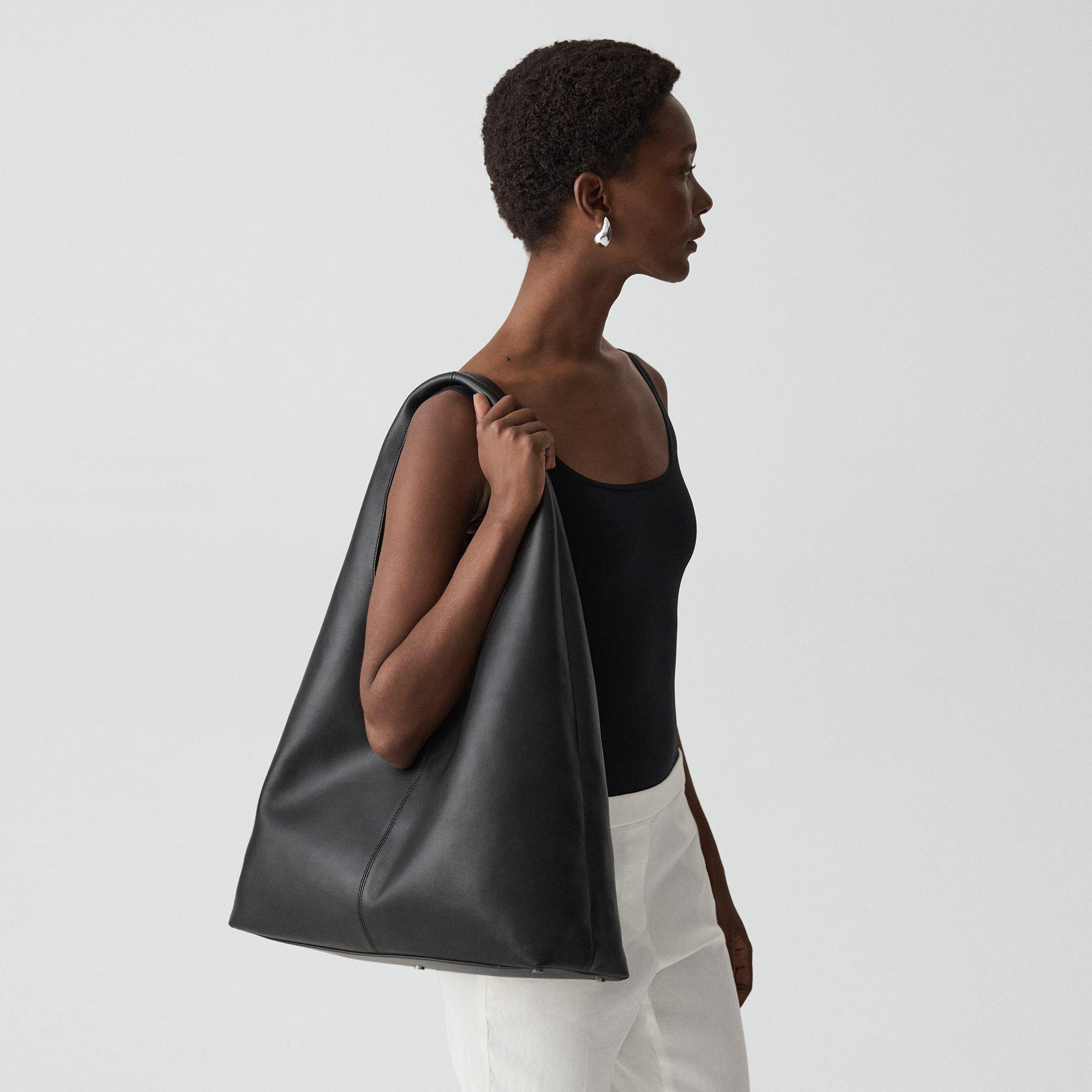 Theory Hobo Bag In Leather In Black