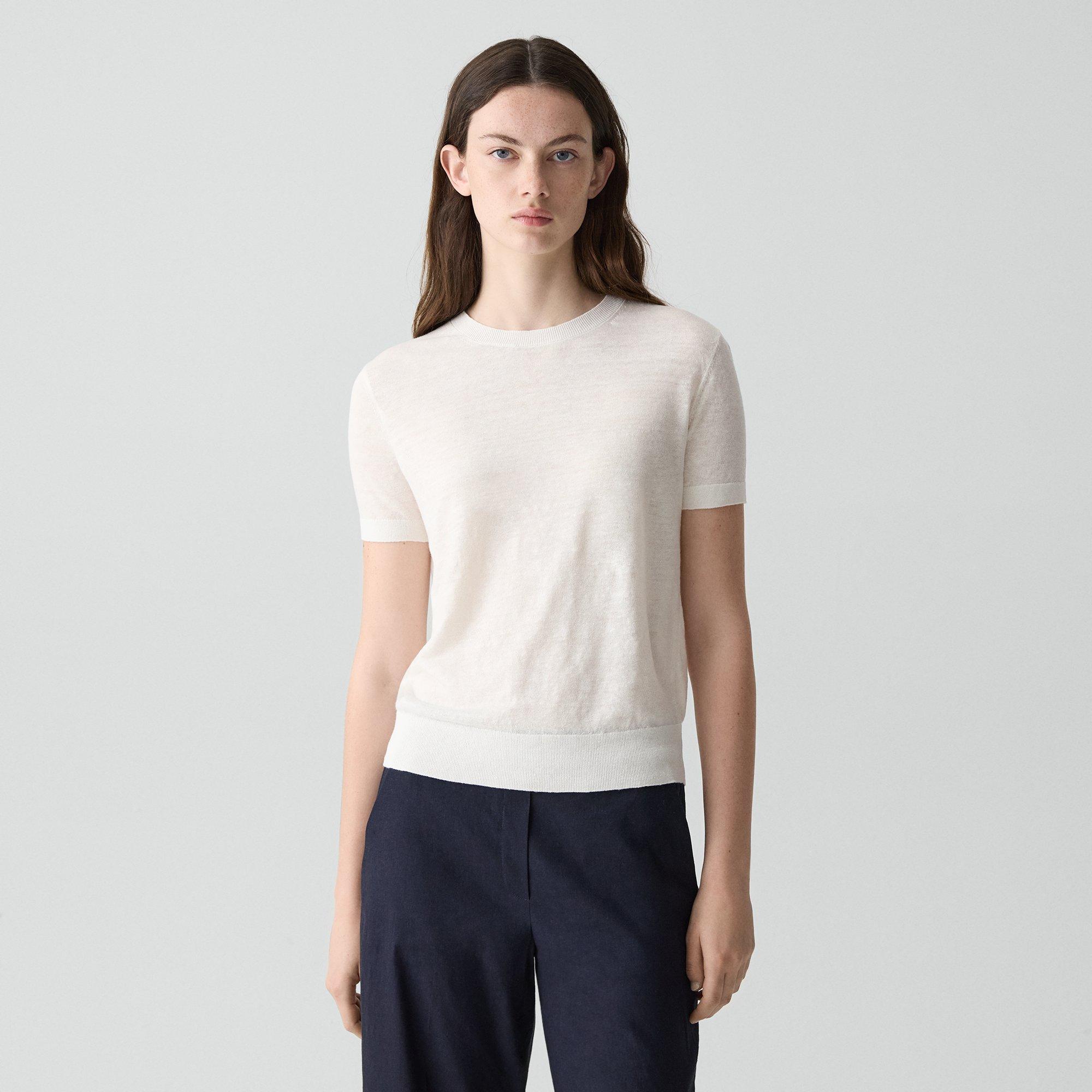 Theory Sweater Tee In Linen Knit In Multi