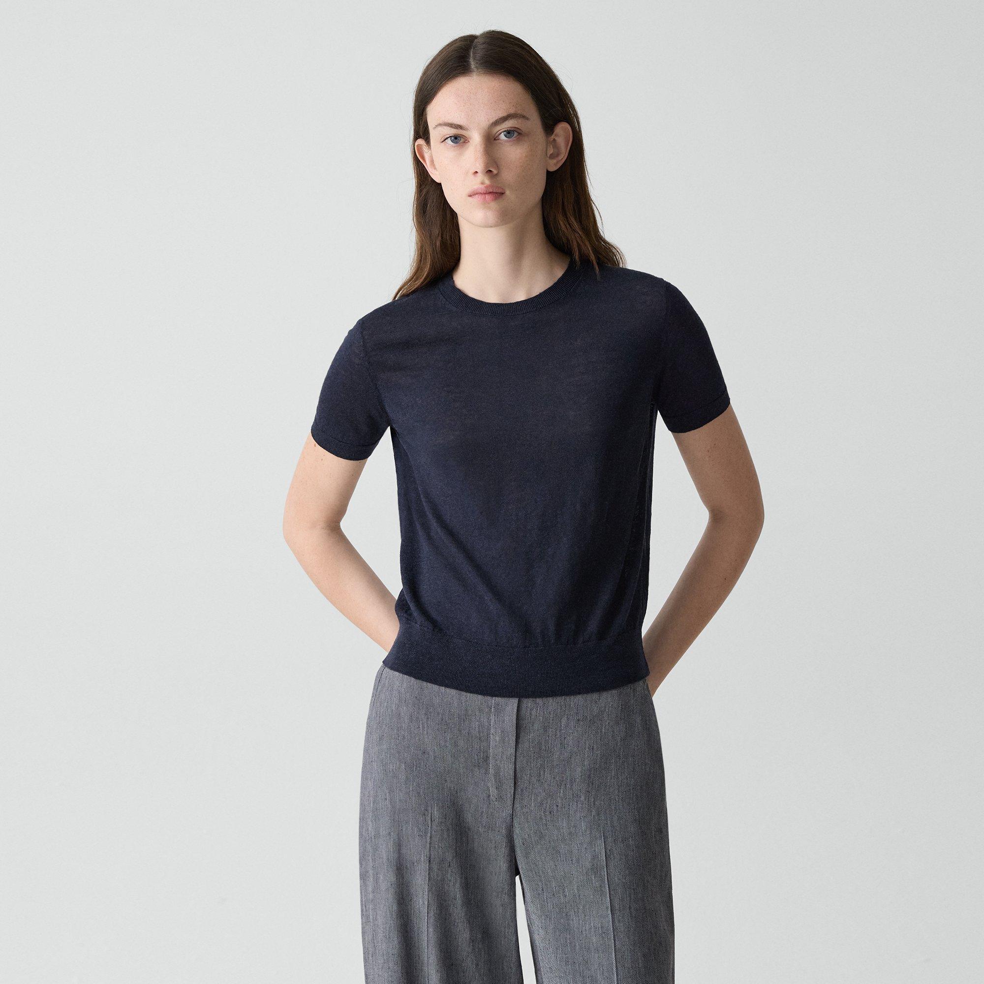 Theory Sweater Tee In Linen Knit In Multi