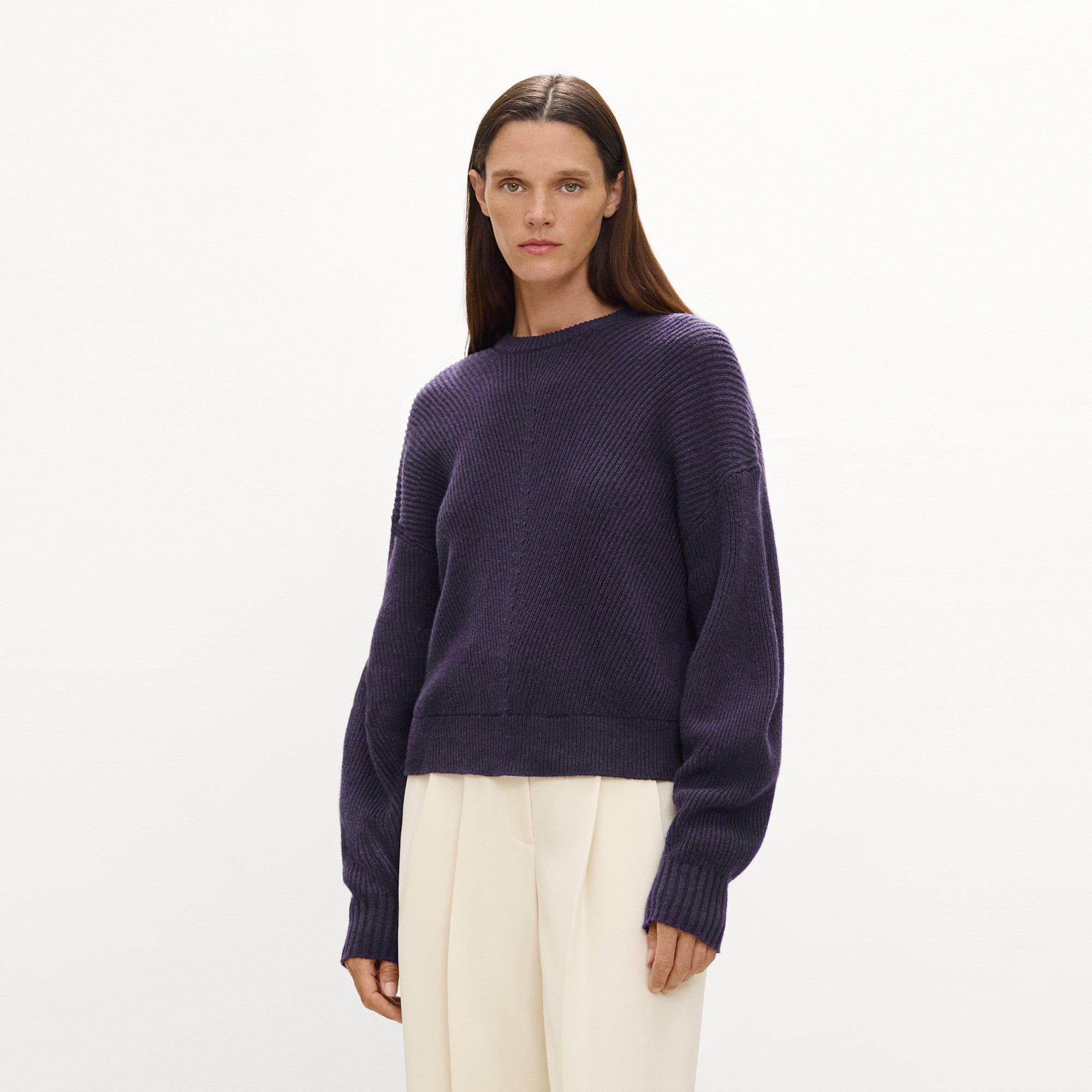 Theory Textured Crewneck Sweater In Cashmere In Animal Print