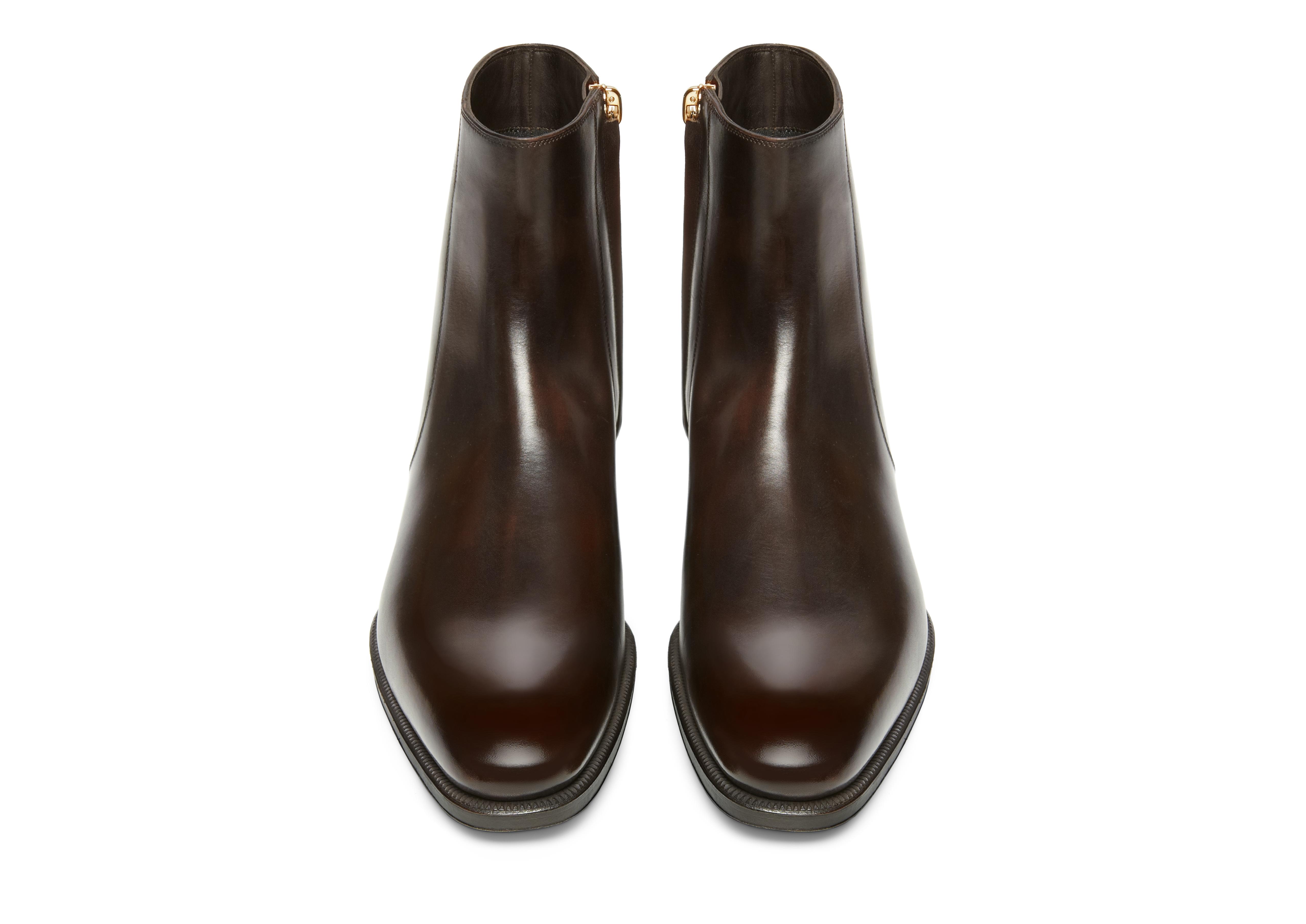 Edward Burnished Leather Zip Chelsea Boot