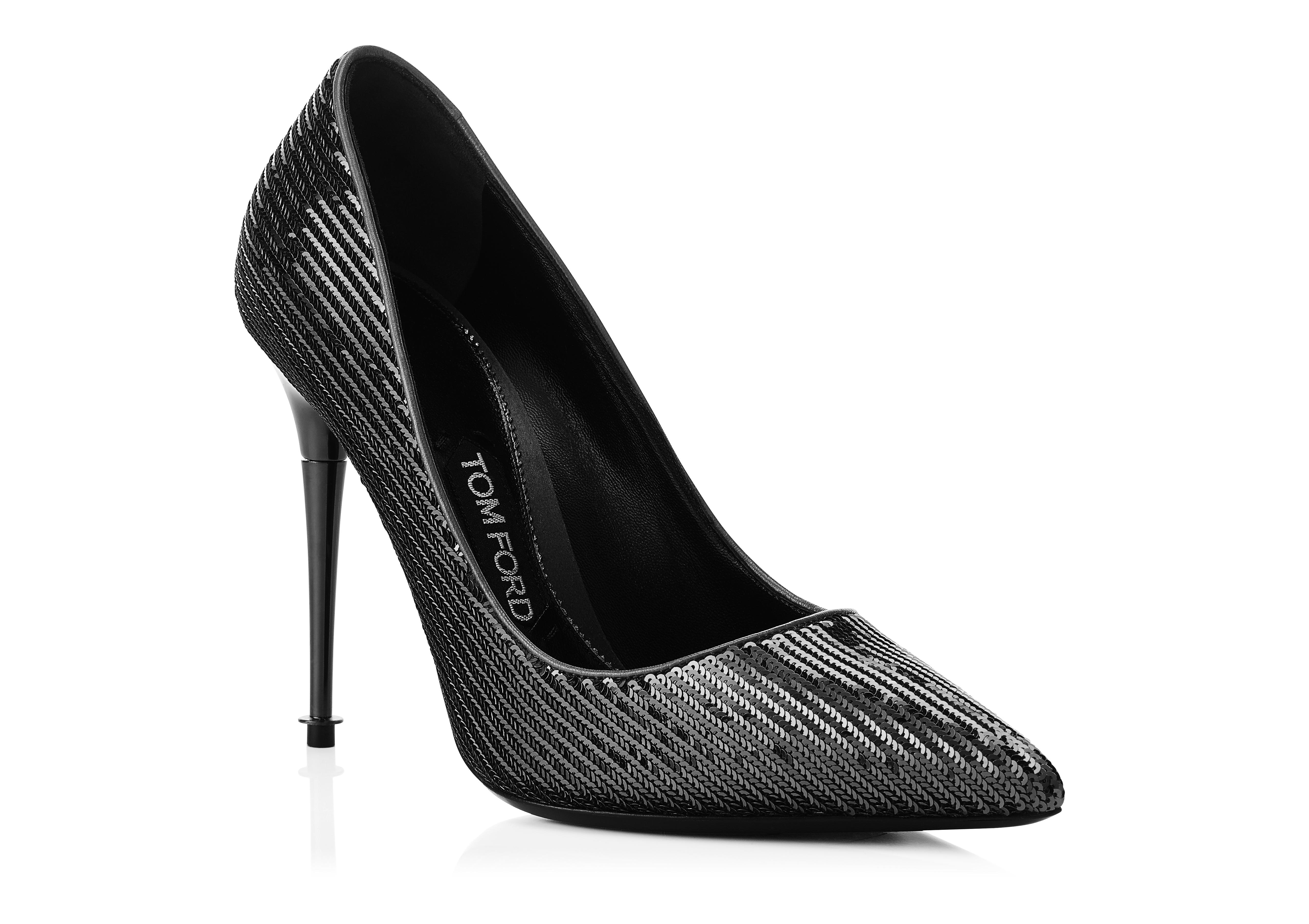 sequin pumps black