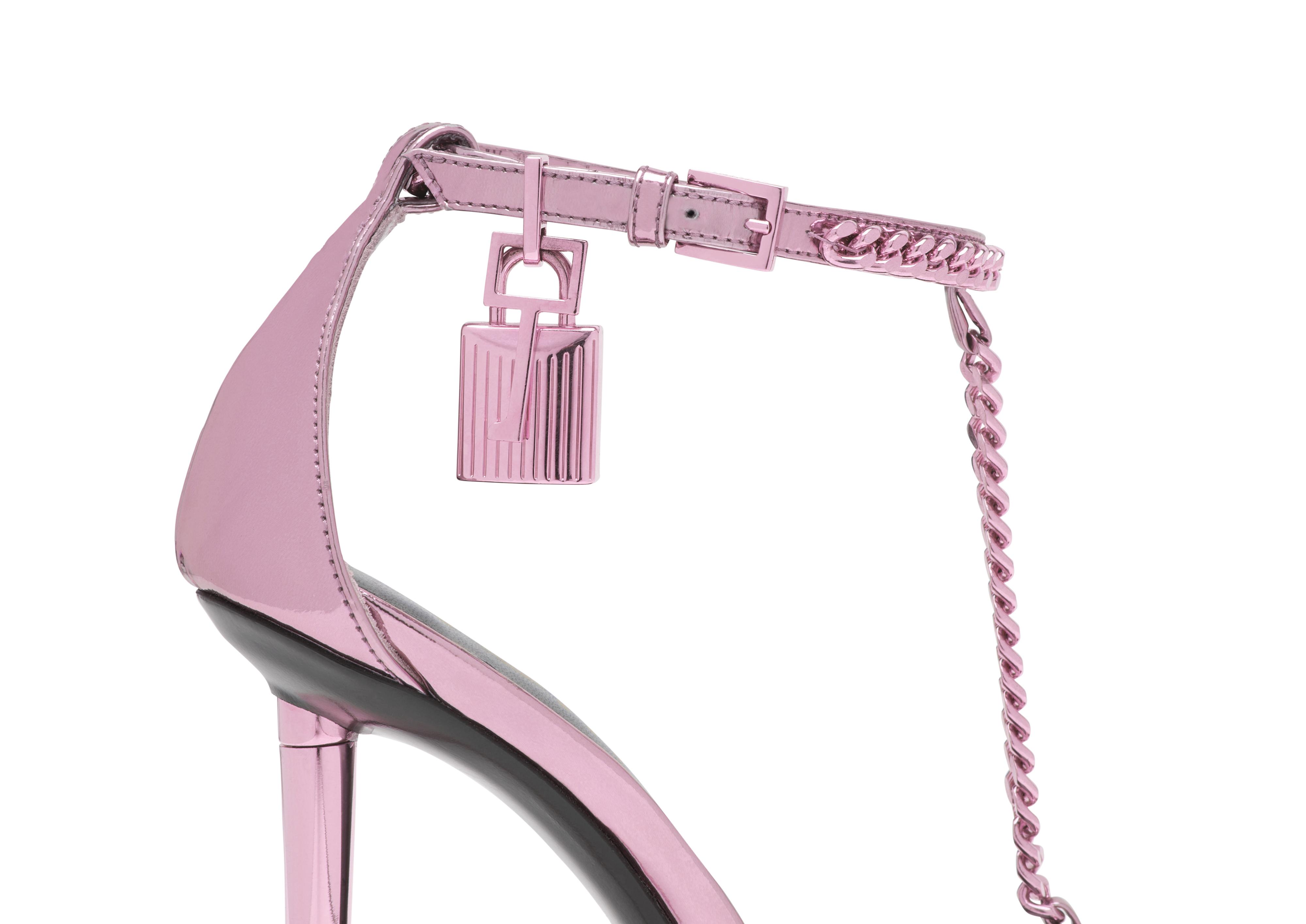 Tom Ford Mirror Leather Padlock Chain Pointy Naked Sandal Big Apple Buddy