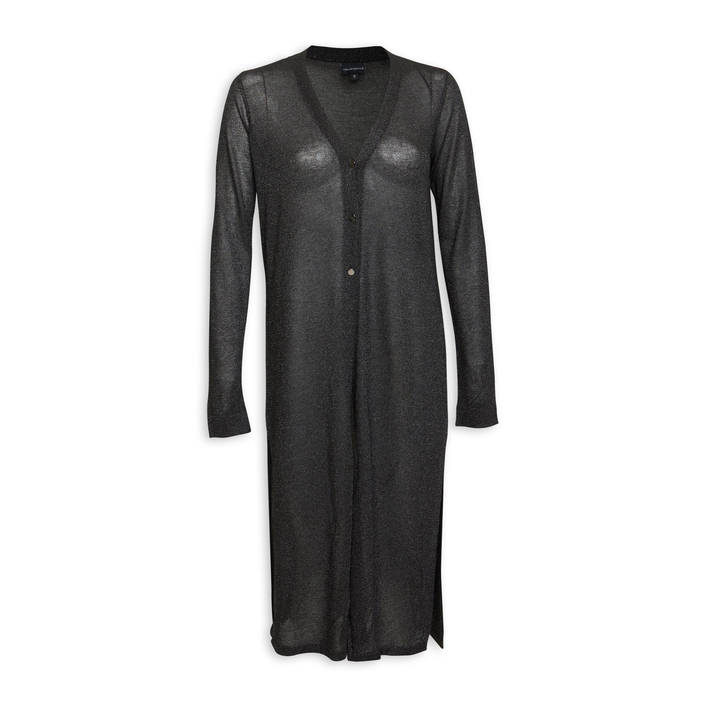 Sheer black cardigan on sale long