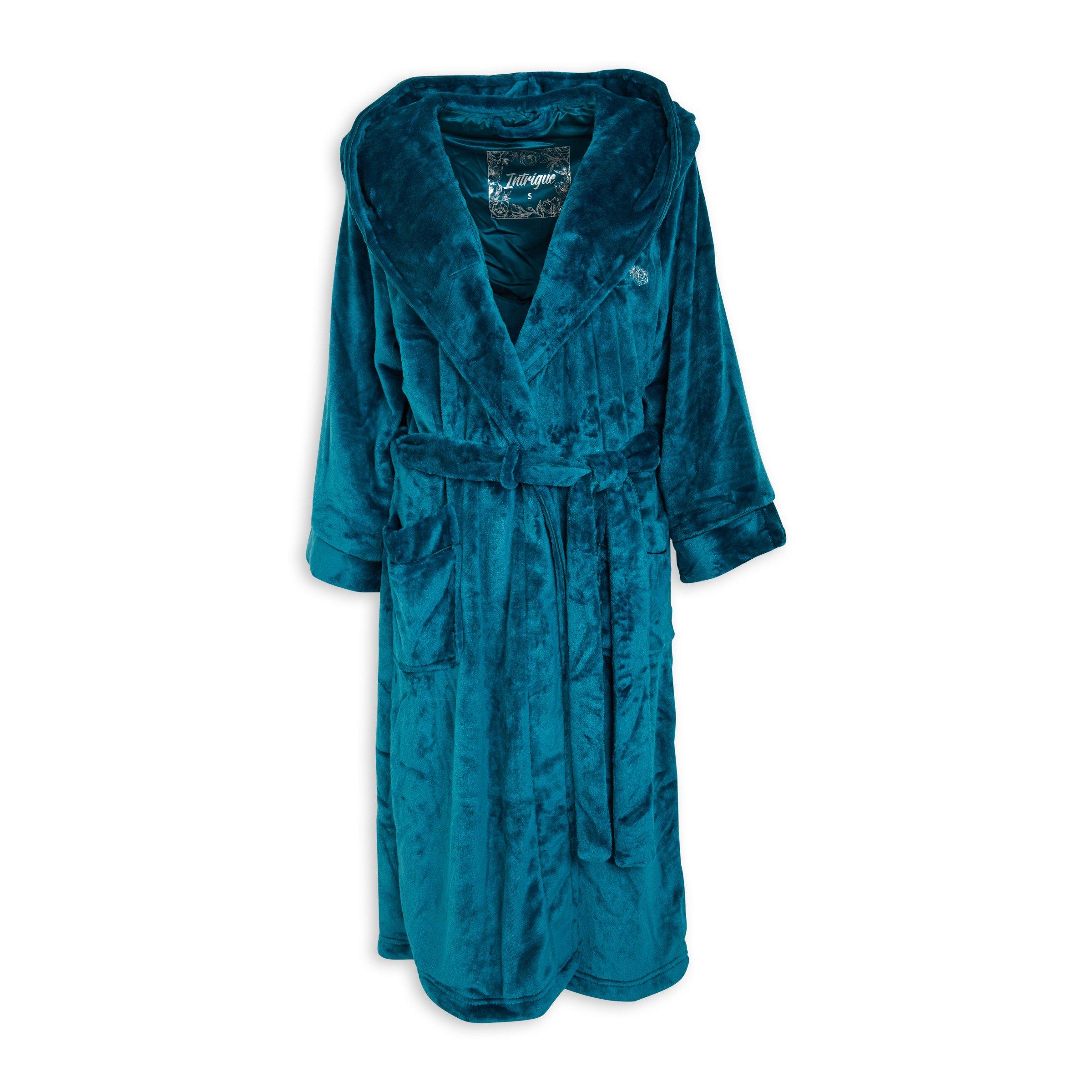 Teal Hooded Plush Gown 3043529 Intrigue