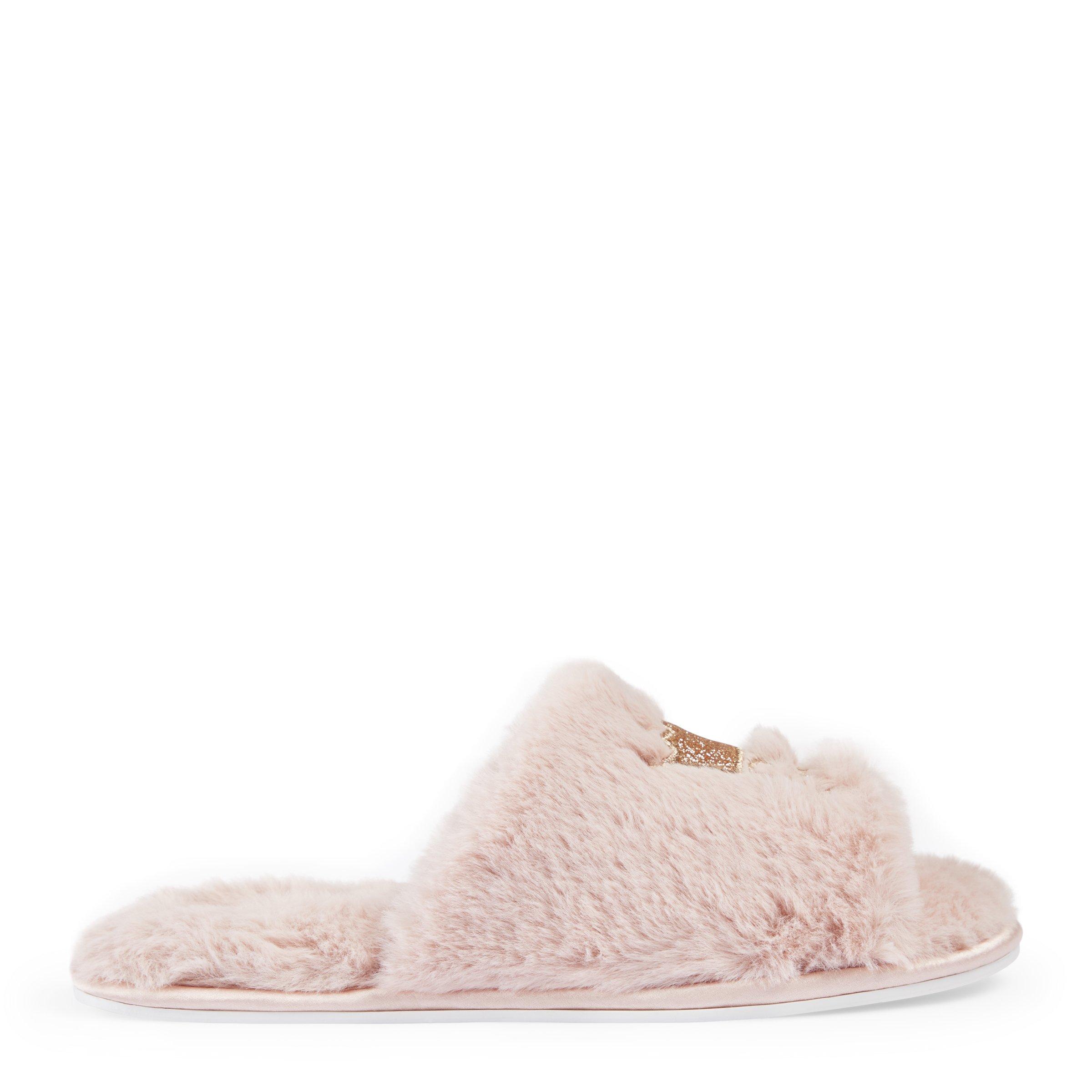 Pink open best sale toe slippers