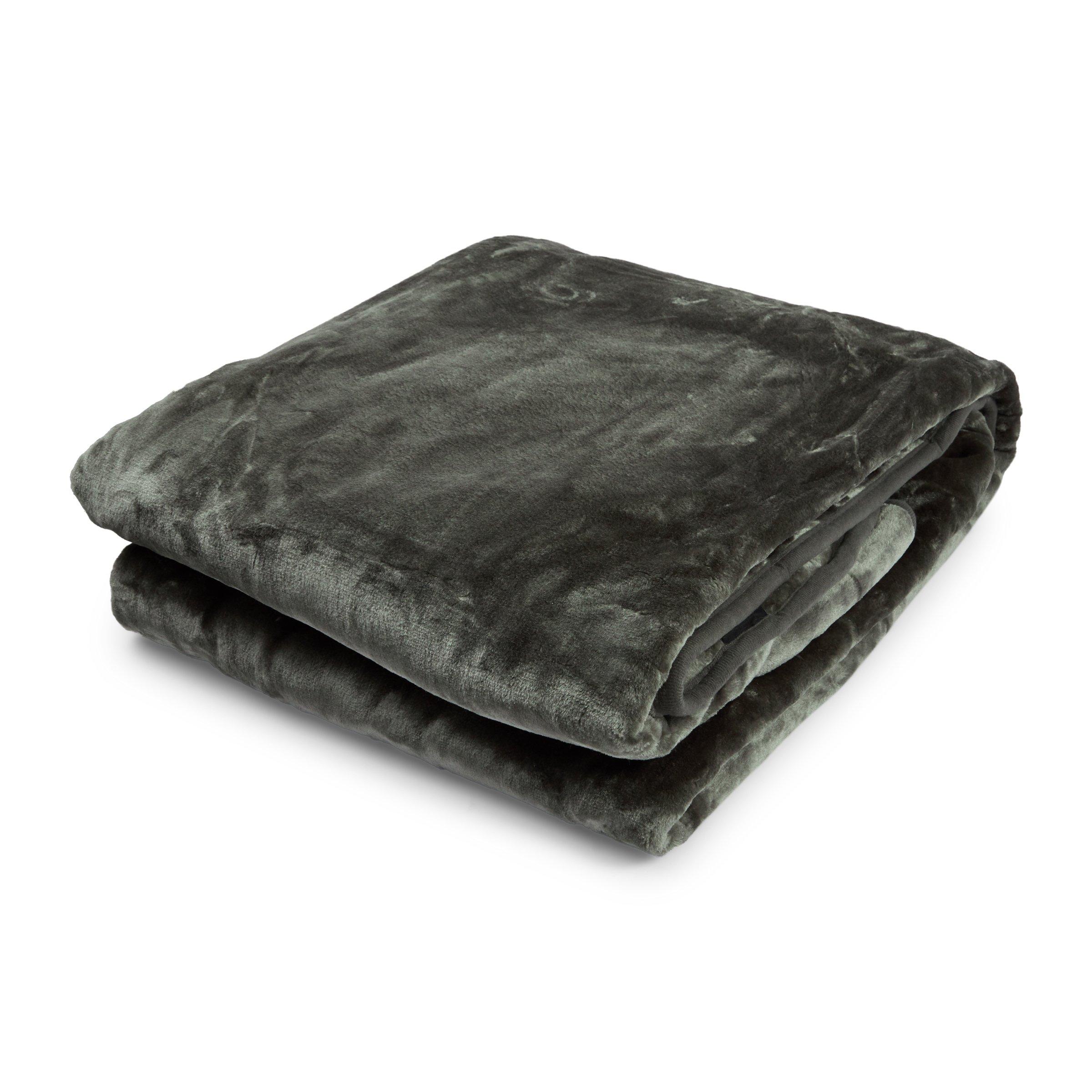 2 Ply Charcoal Faux Mink Blanket (3048518)