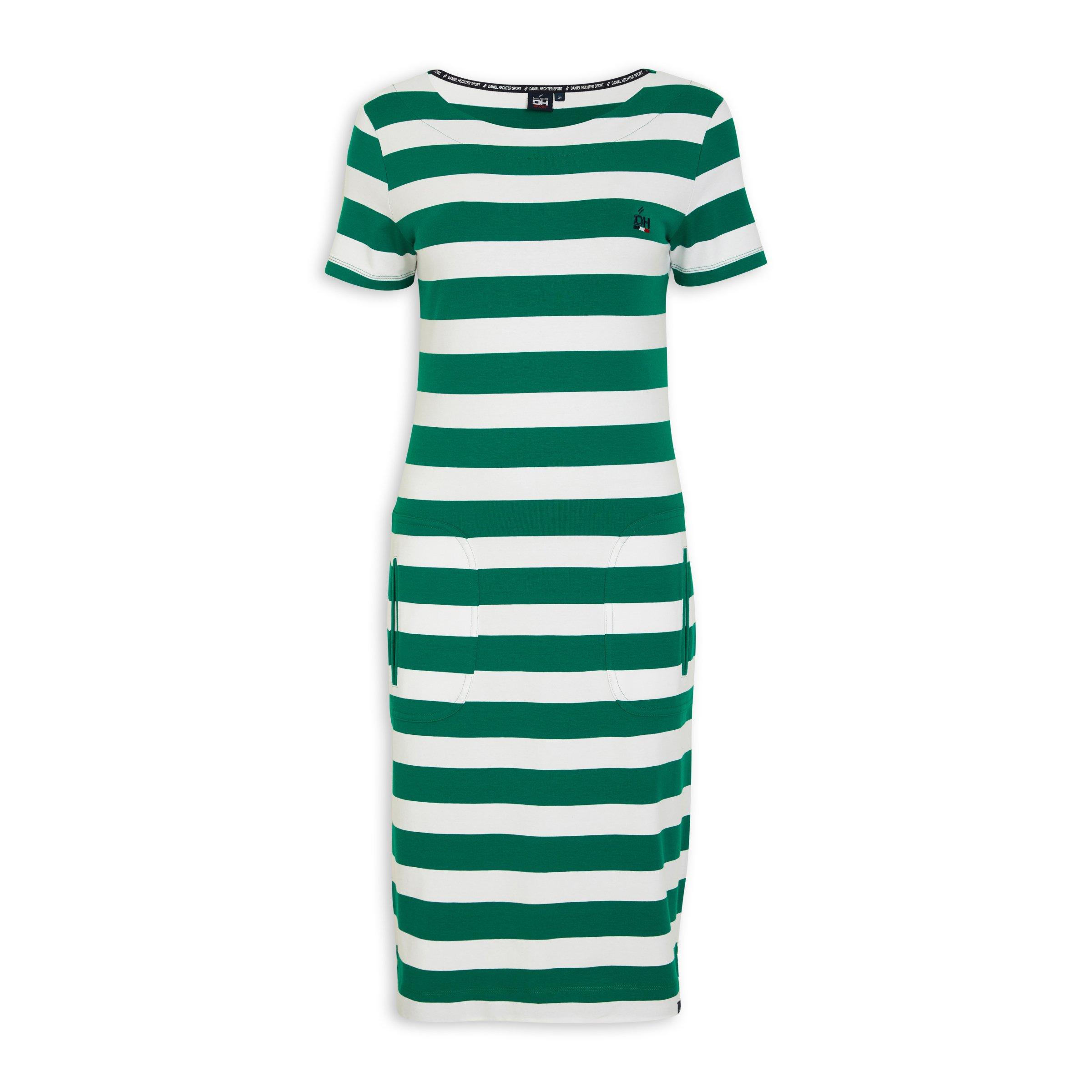 Green and white striped clearance dress