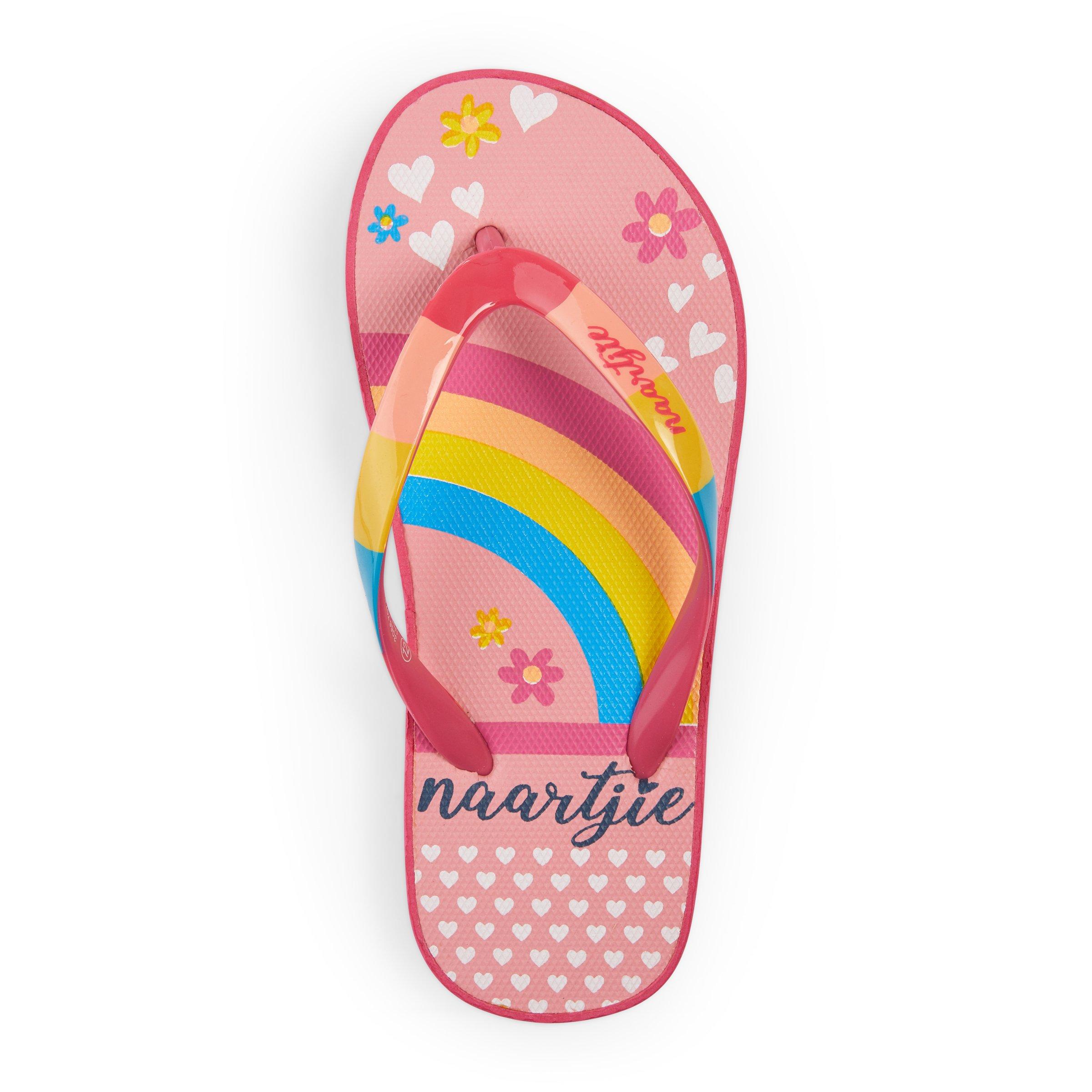 Pink rainbow hot sale flip flops