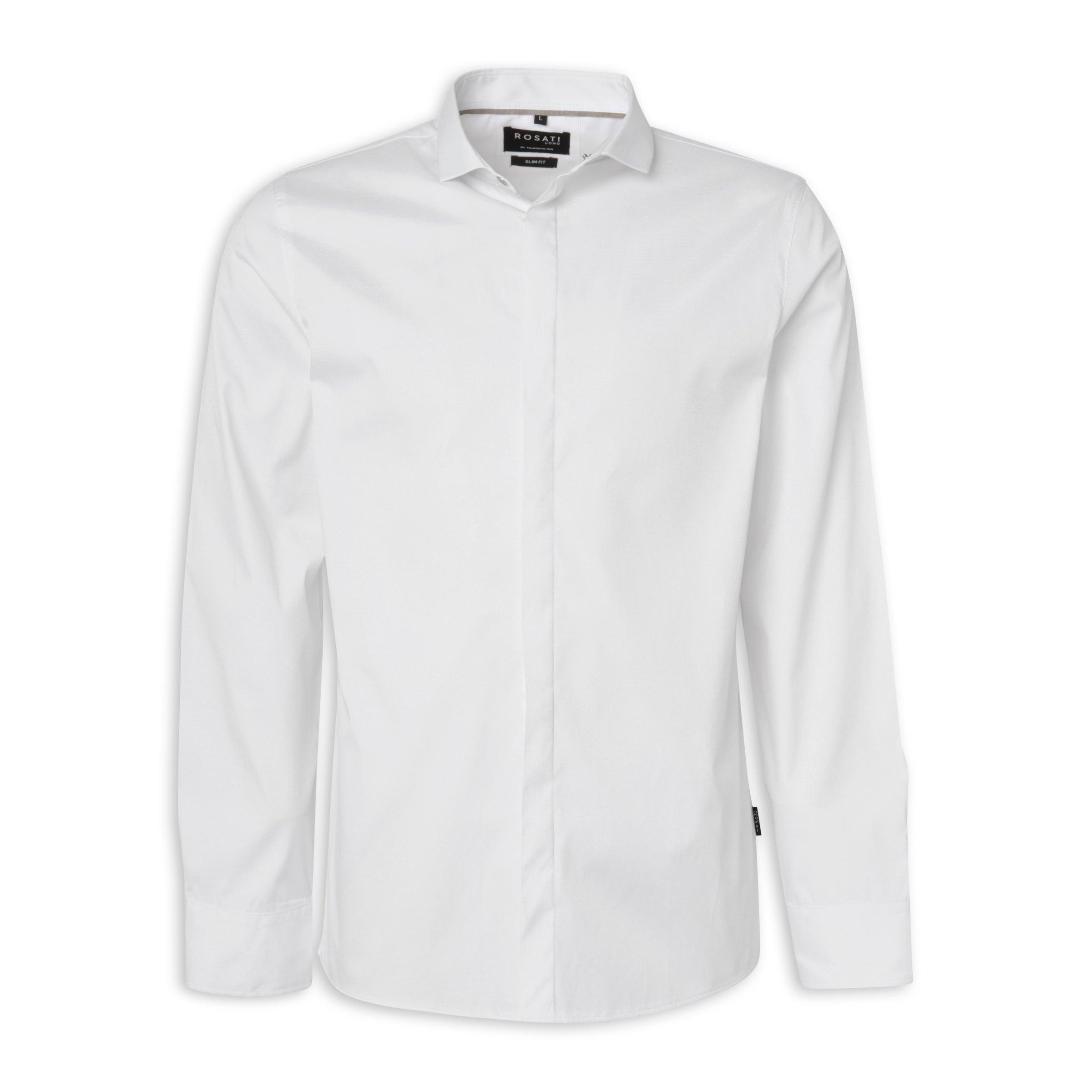 White Long Sleeve Slim Fit Formal Shirt, Men