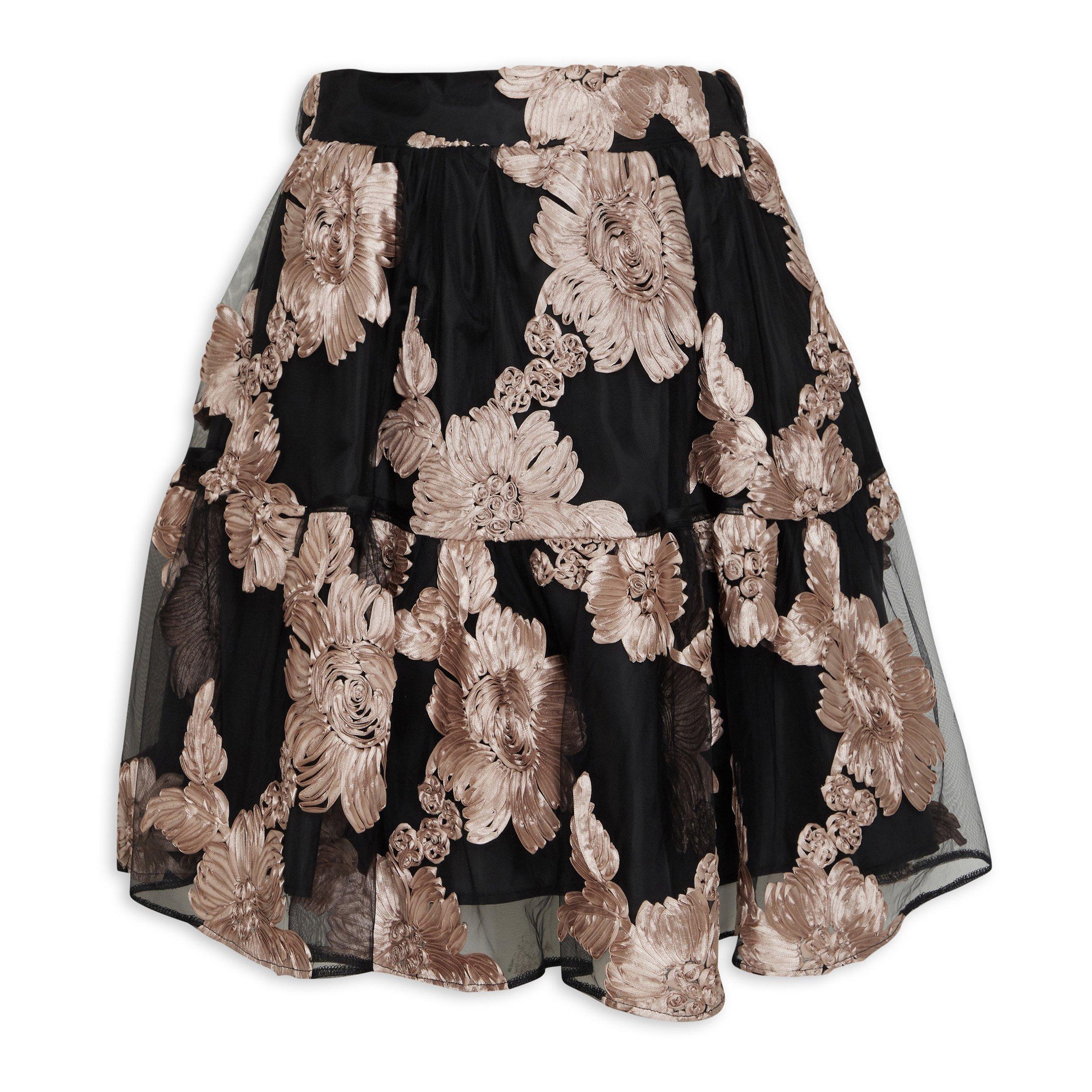 Black gold 2024 floral lace skirt