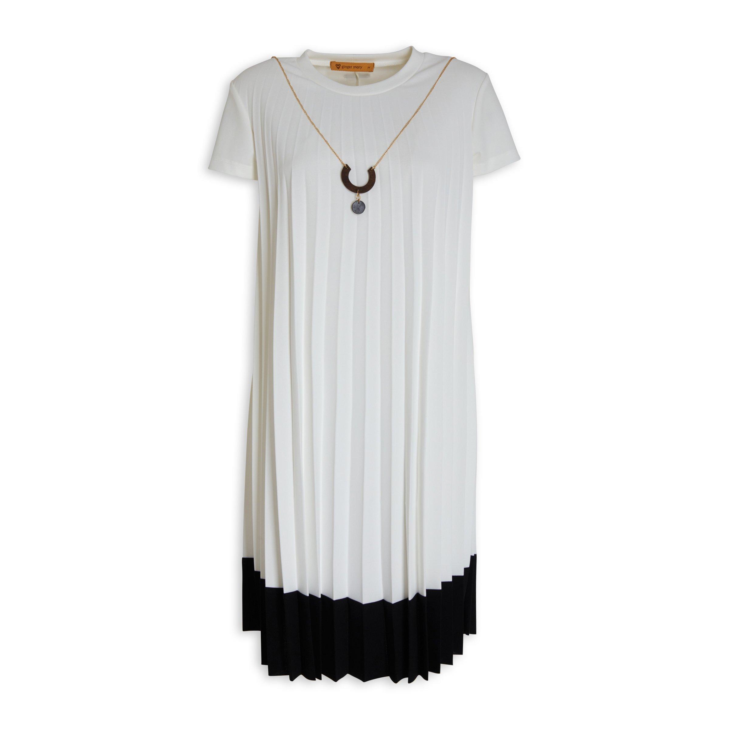 Milk Pleated Dress With Necklace (3072040) | Ginger Mary