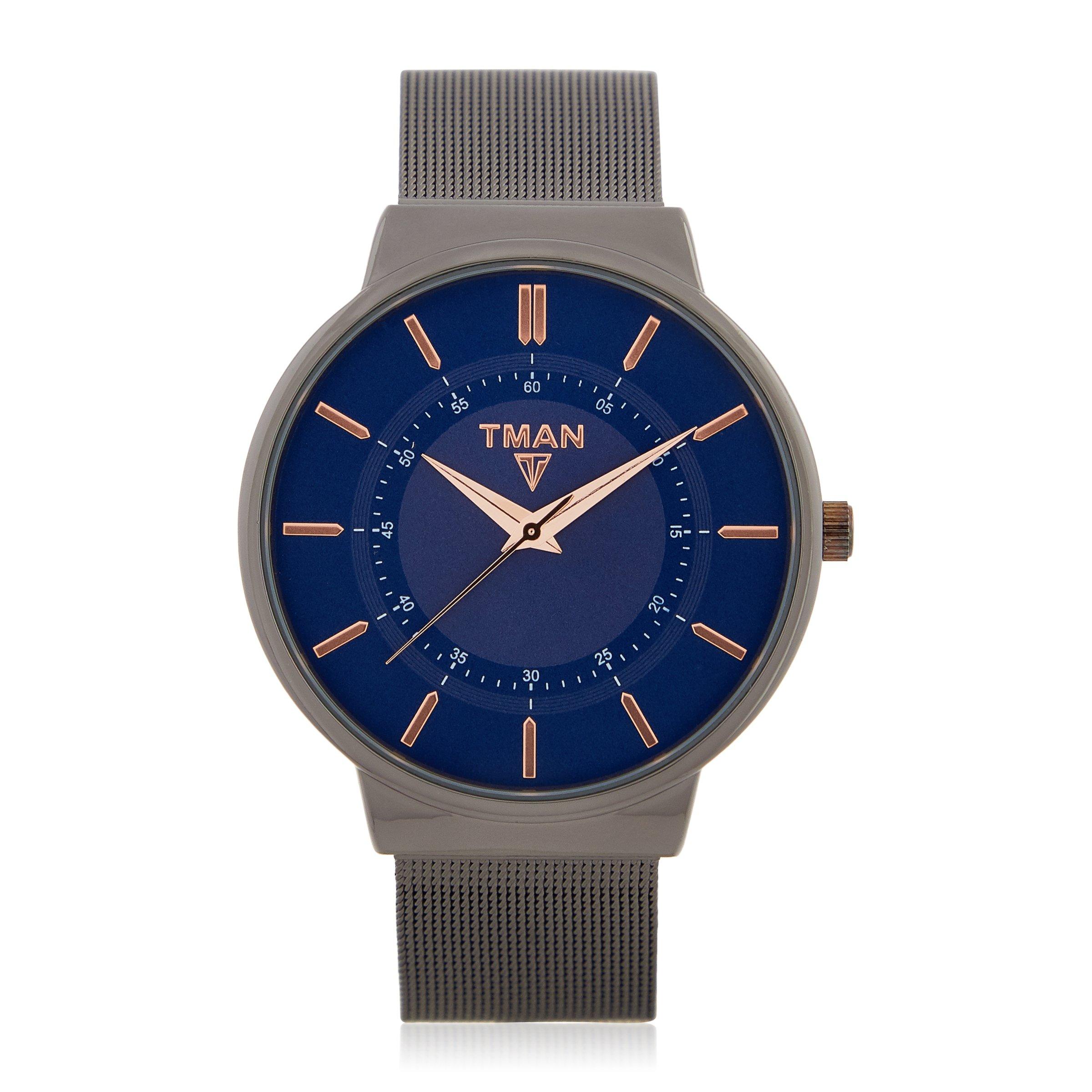 Blue Dial Gun Mesh Watch