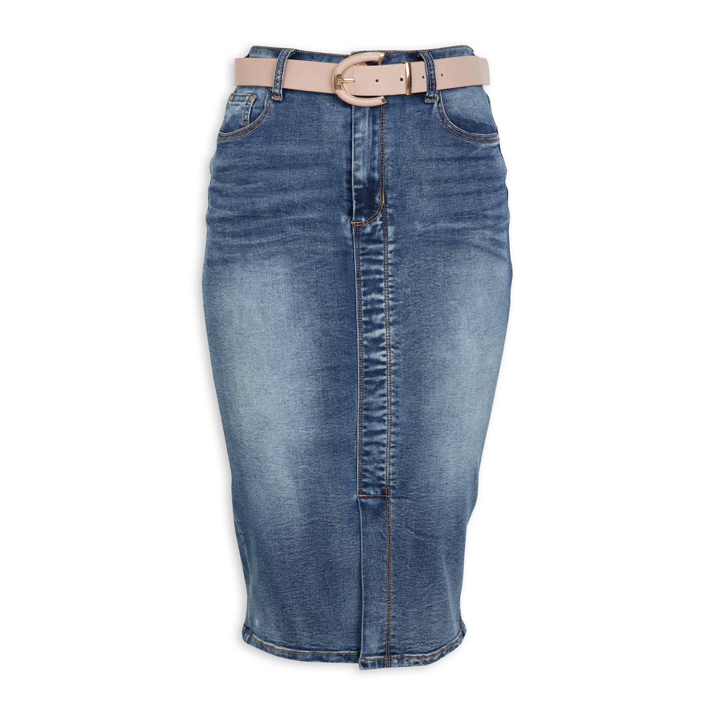 Knee length clearance jean skirts 2019