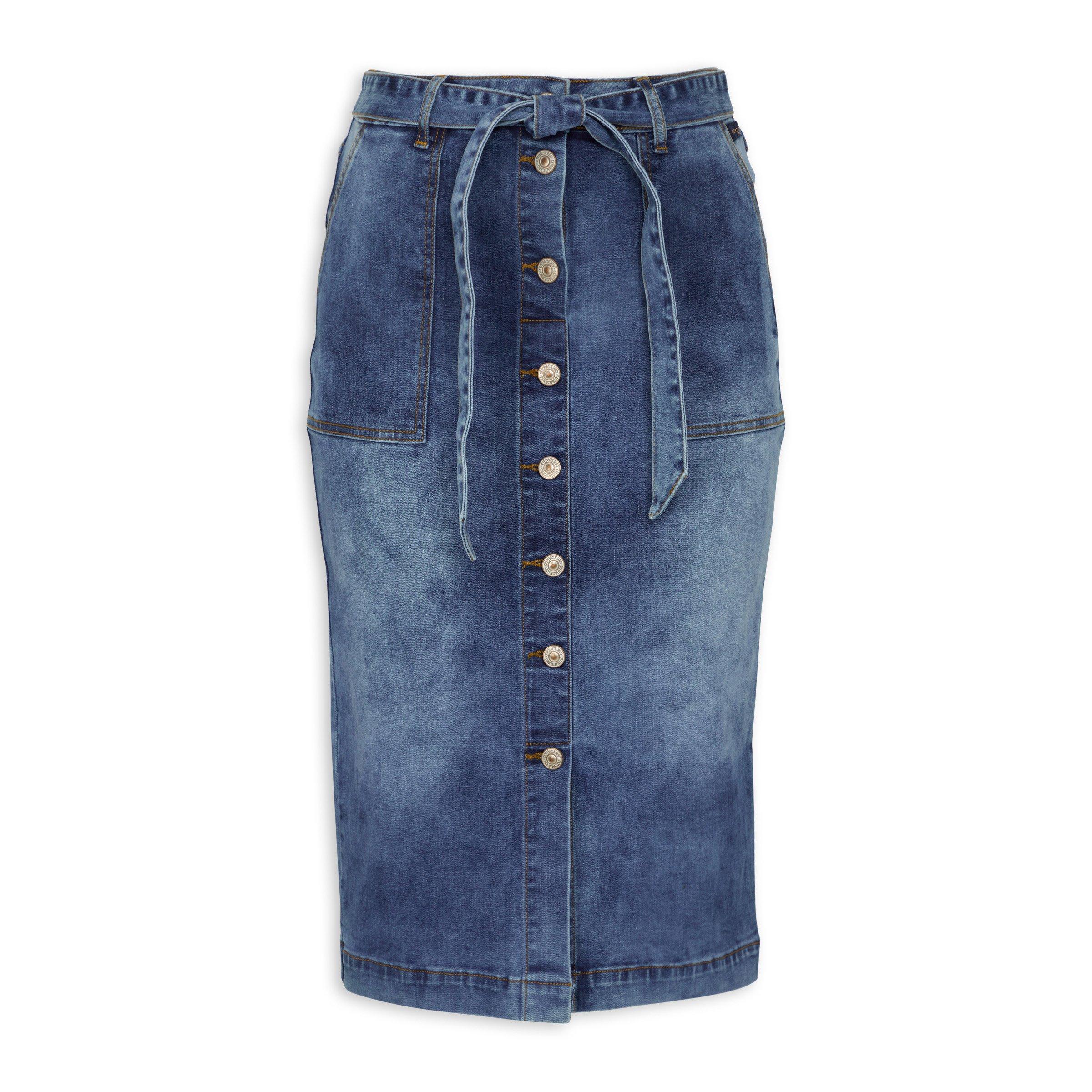 Indigo Belted Denim Skirt 4515