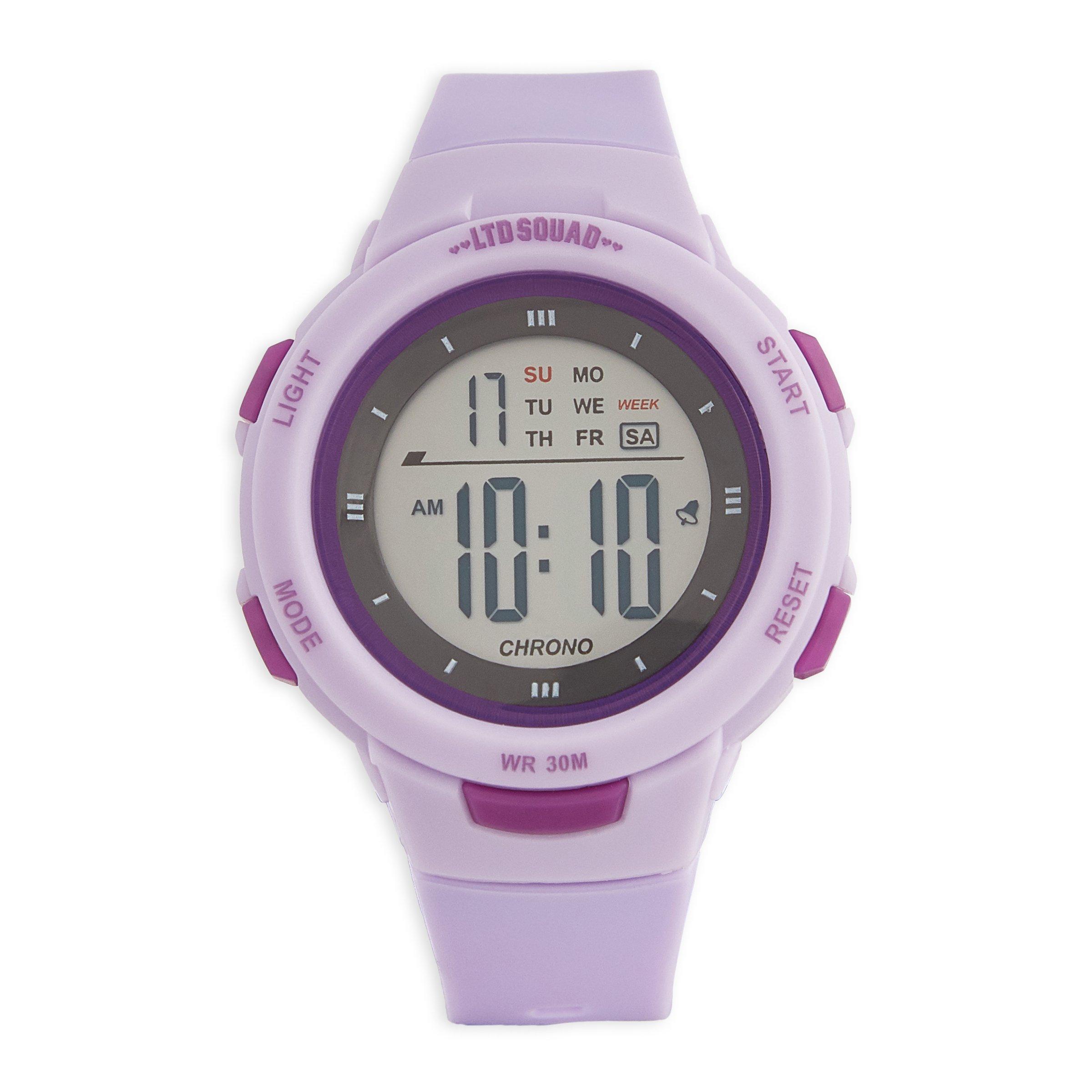 Purple digital outlet watch