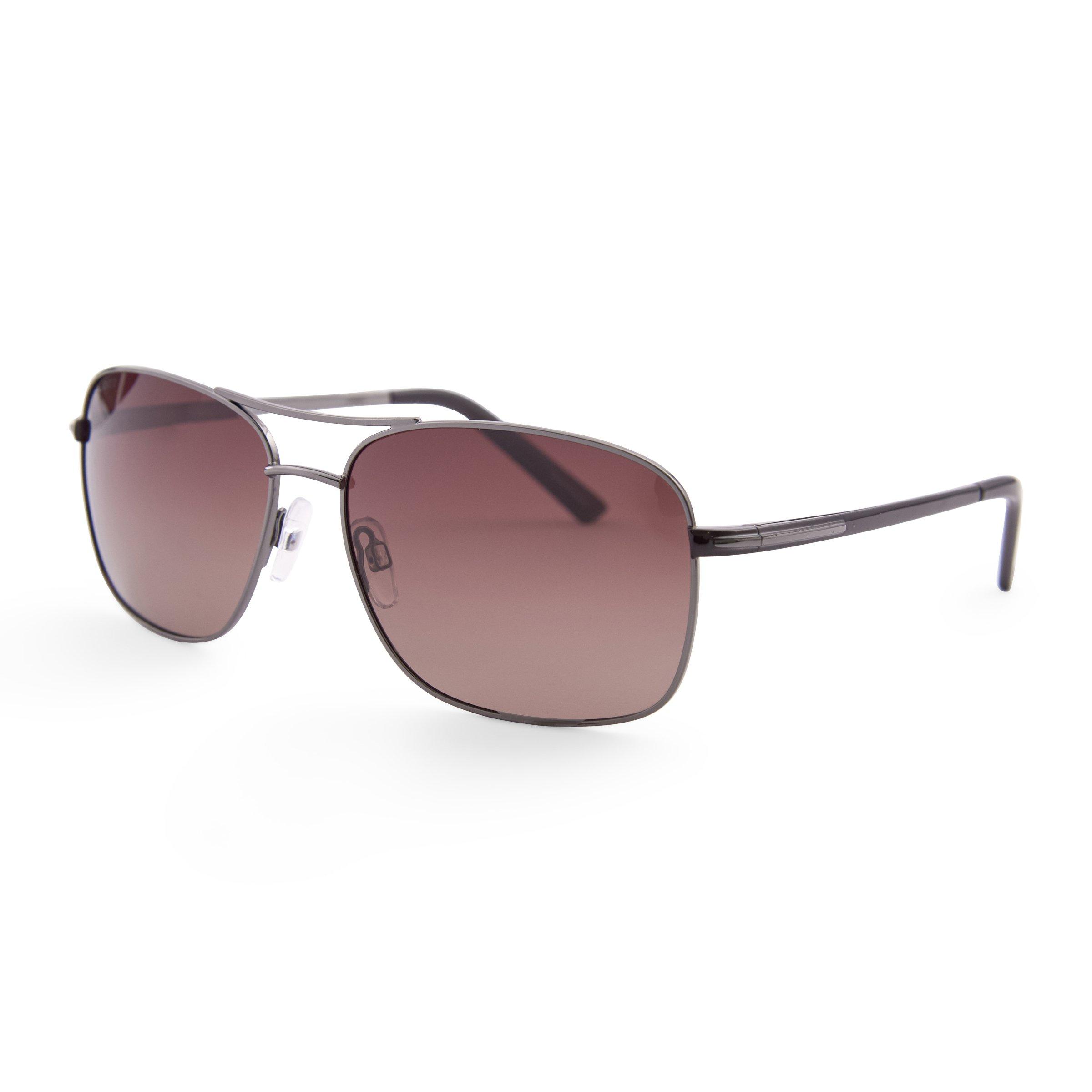 Polarised Square Brown Aviator Sunglass (3084539) Glider