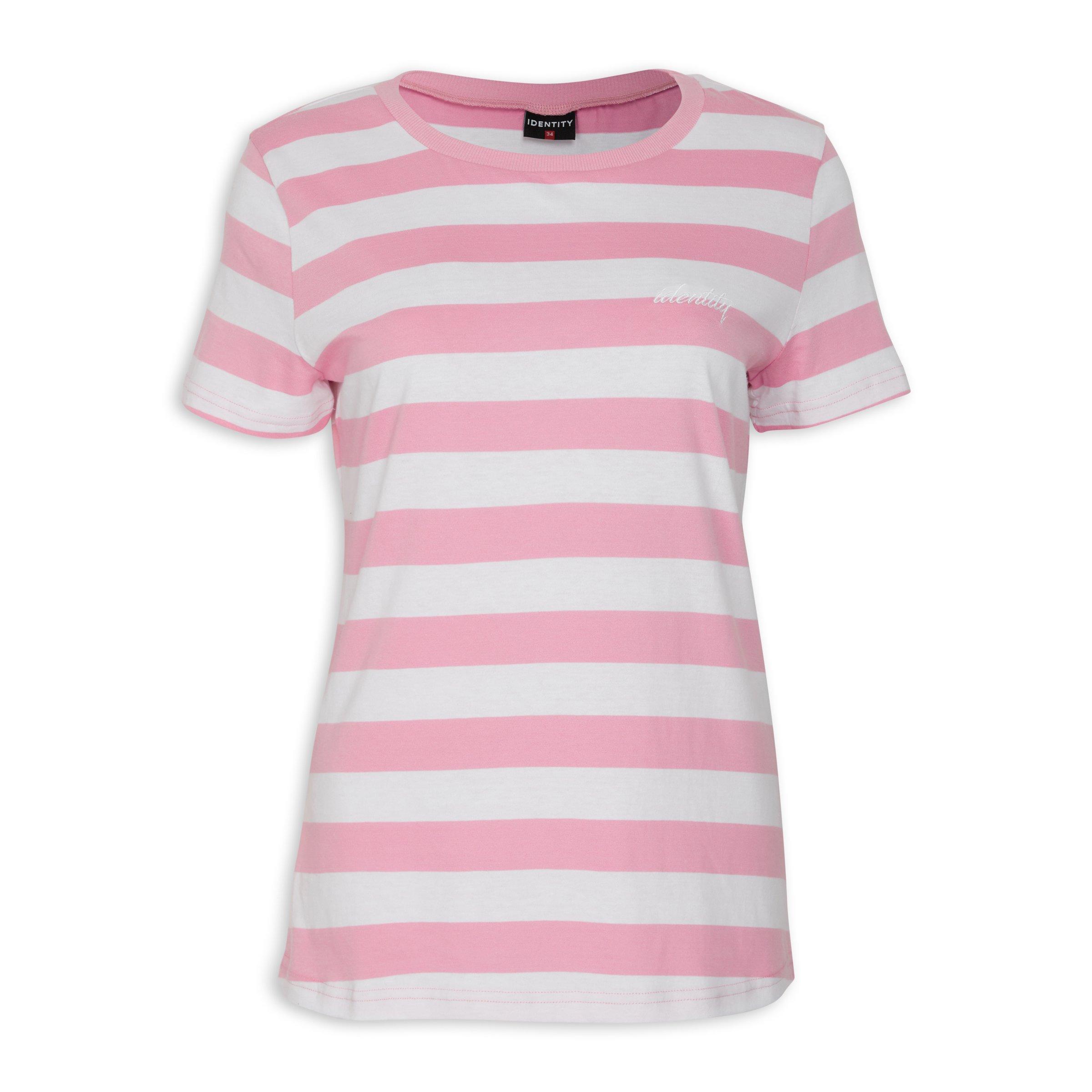 Pink striped t top shirt