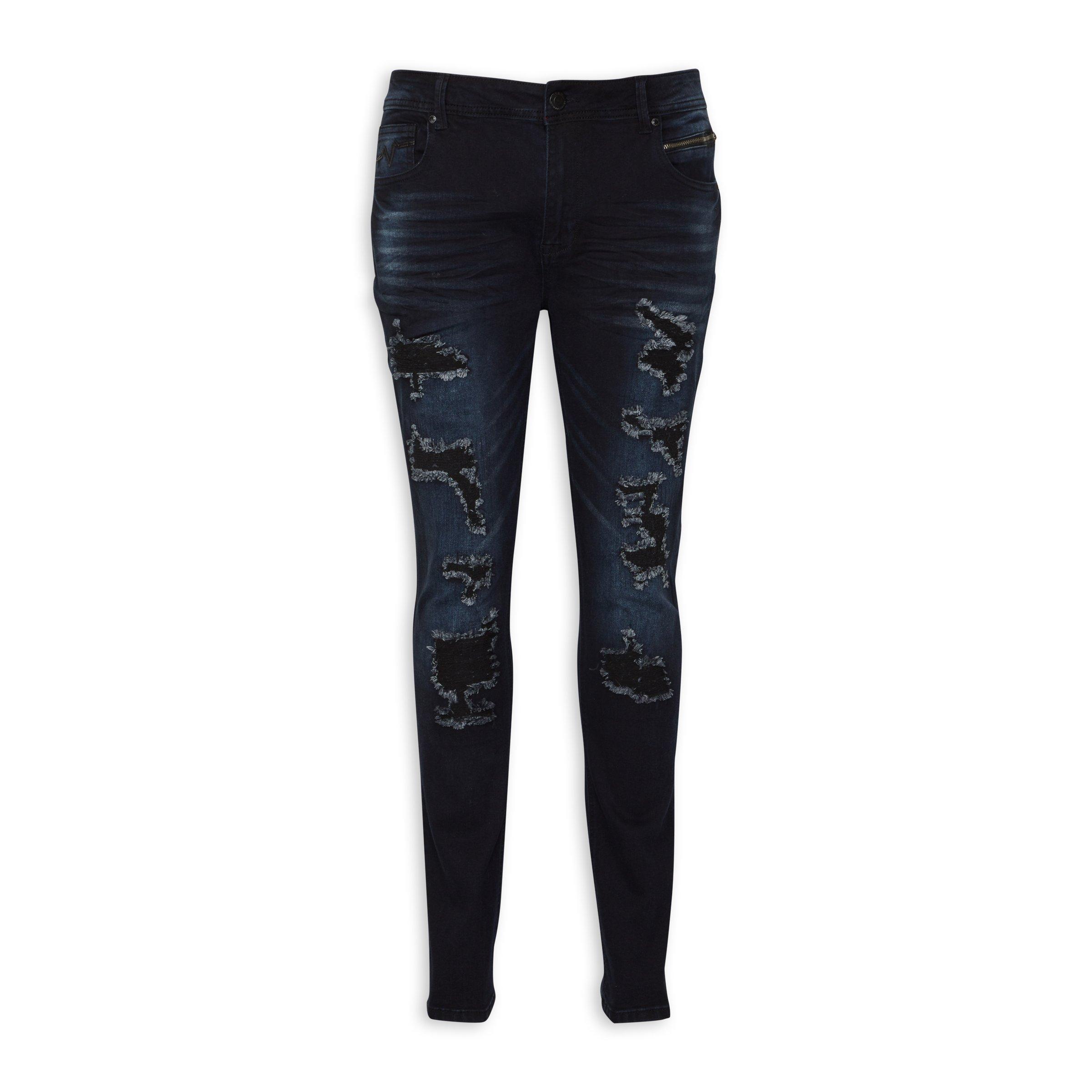 Dark blue best sale ripped skinny jeans