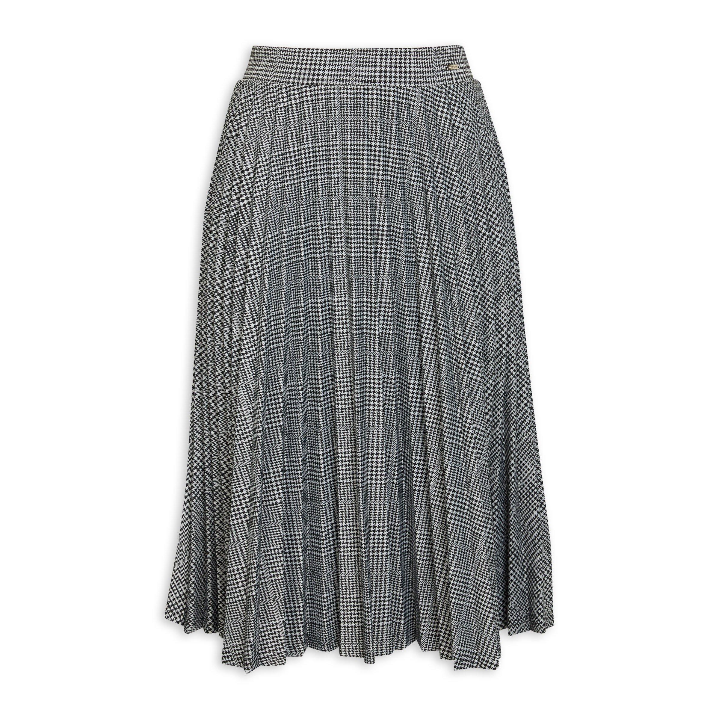 Grey houndstooth pleated outlet skirt