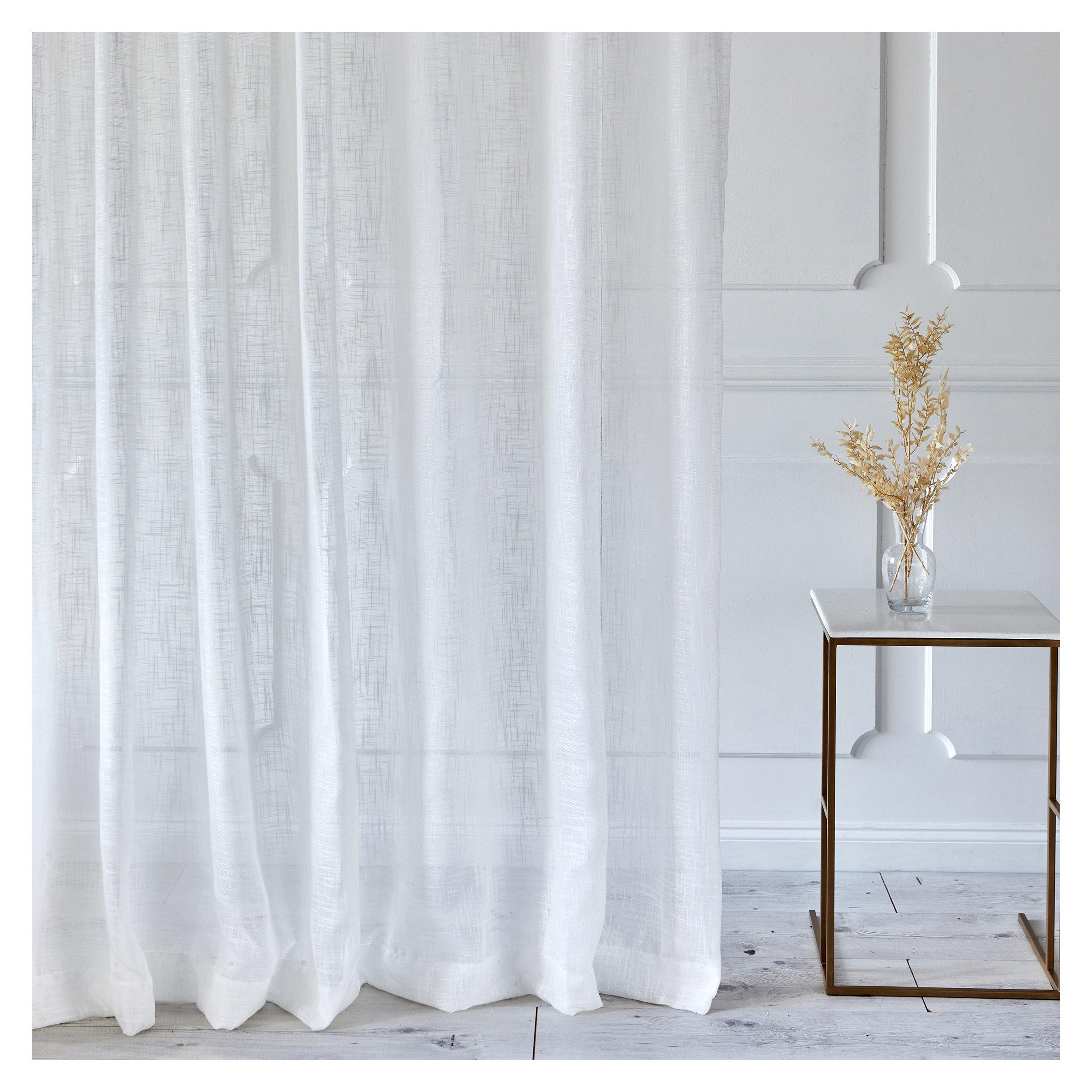 White Slub Sheer Taped Curtains (3090915) | Loads of Living