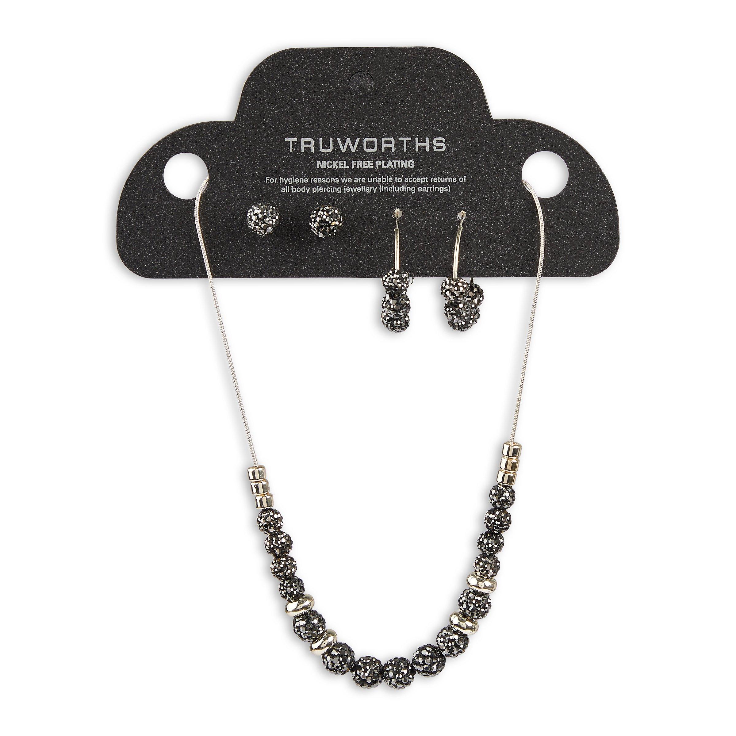 Black Necklace & Earrings Set (3091053) Truworths