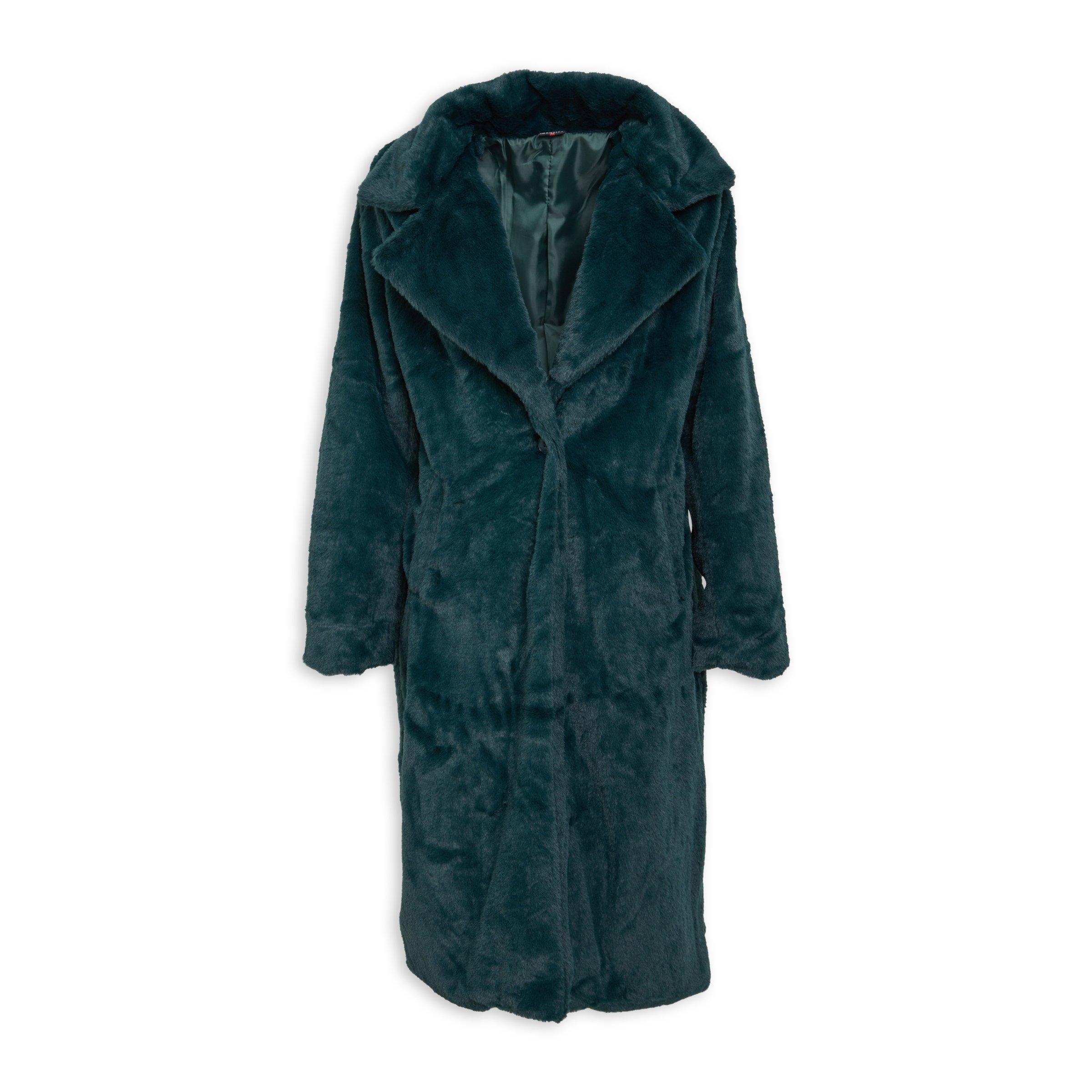 Faux fur store emerald green coat