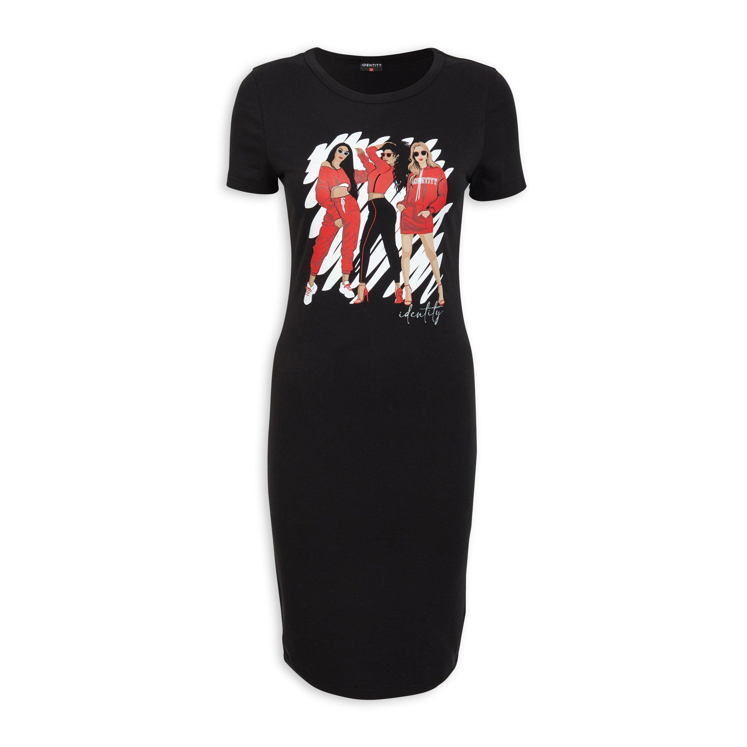 Black graphic hotsell t shirt dress