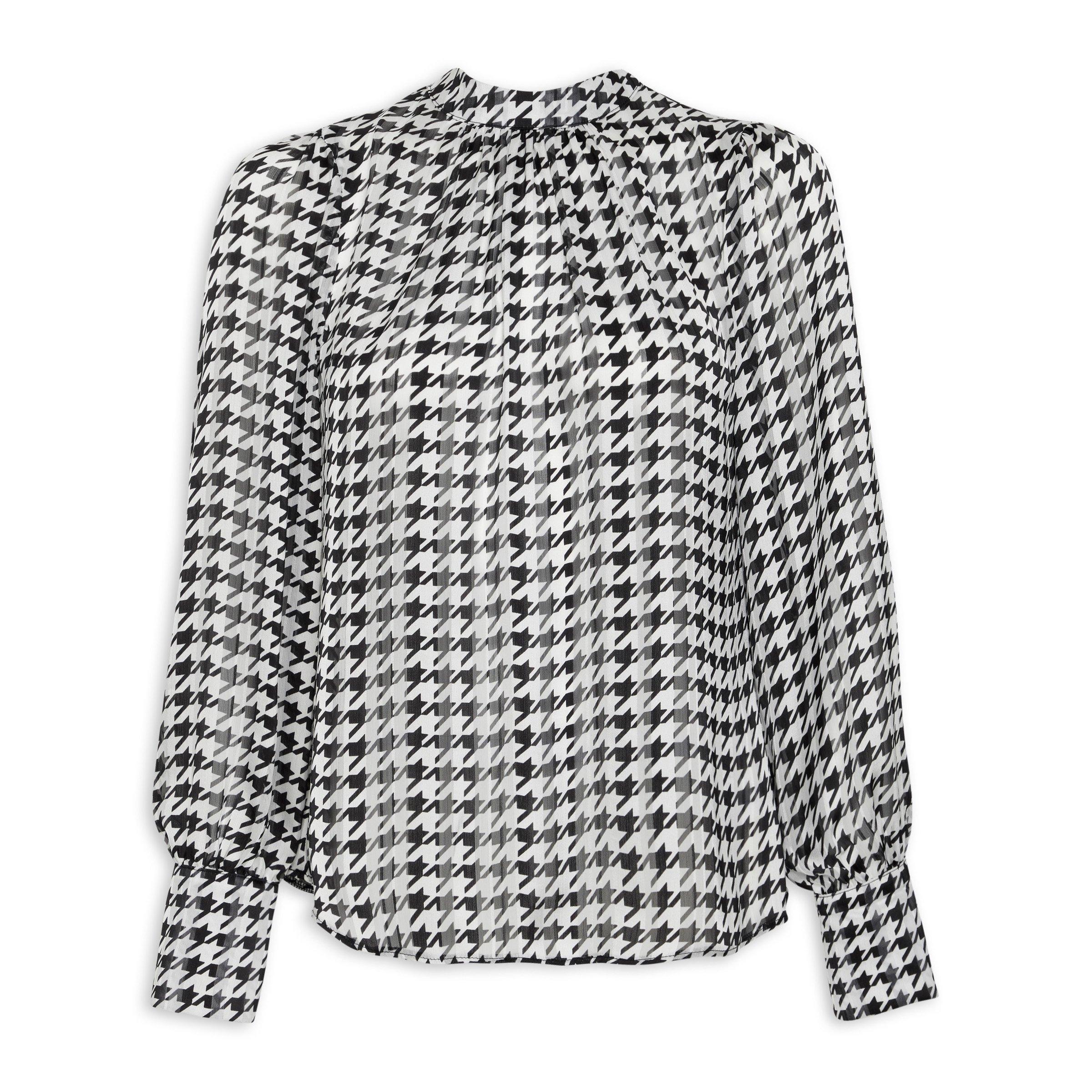 Houndstooth Print Blouse