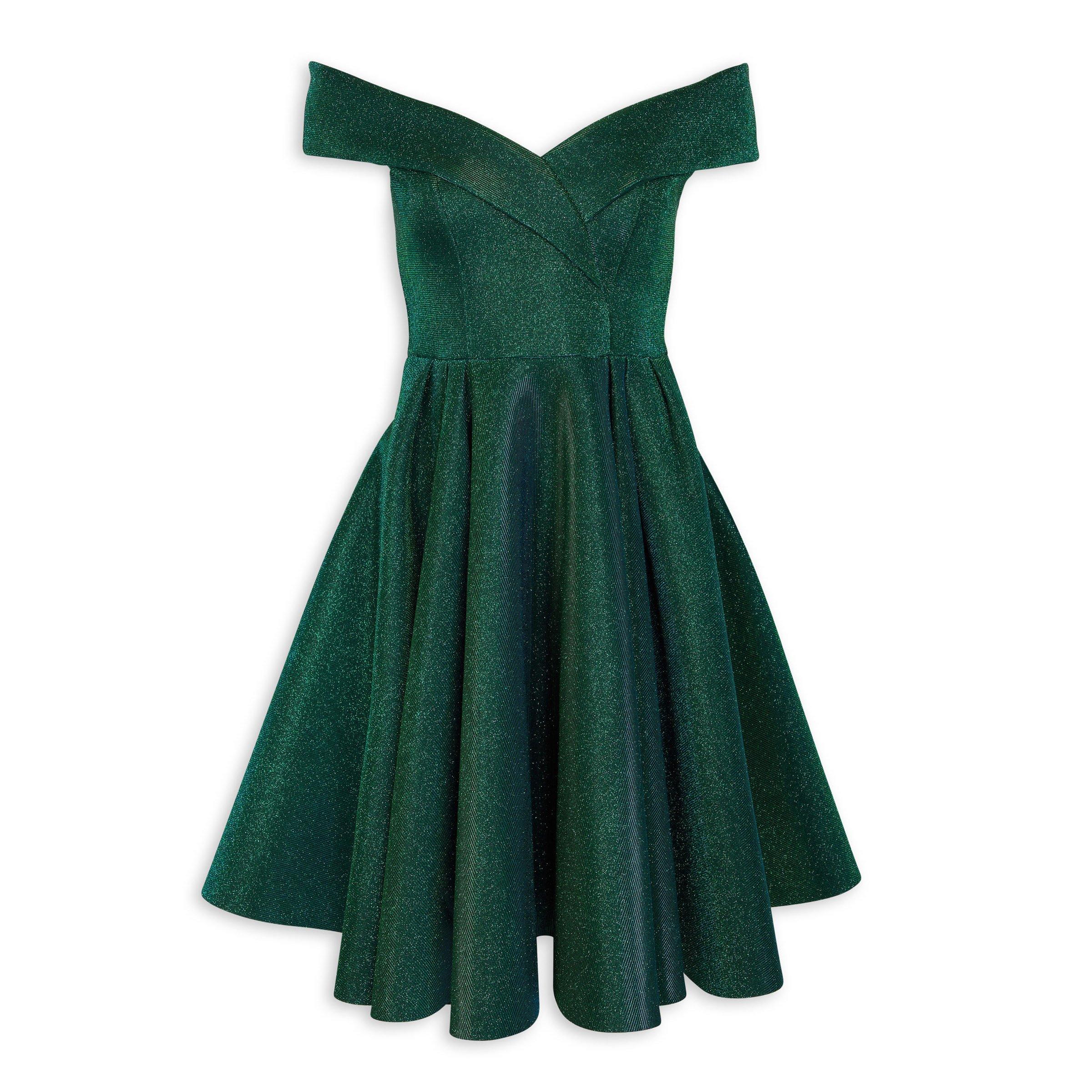 Green Shimmer Off The Shoulder Dress (3093532) | Truworths