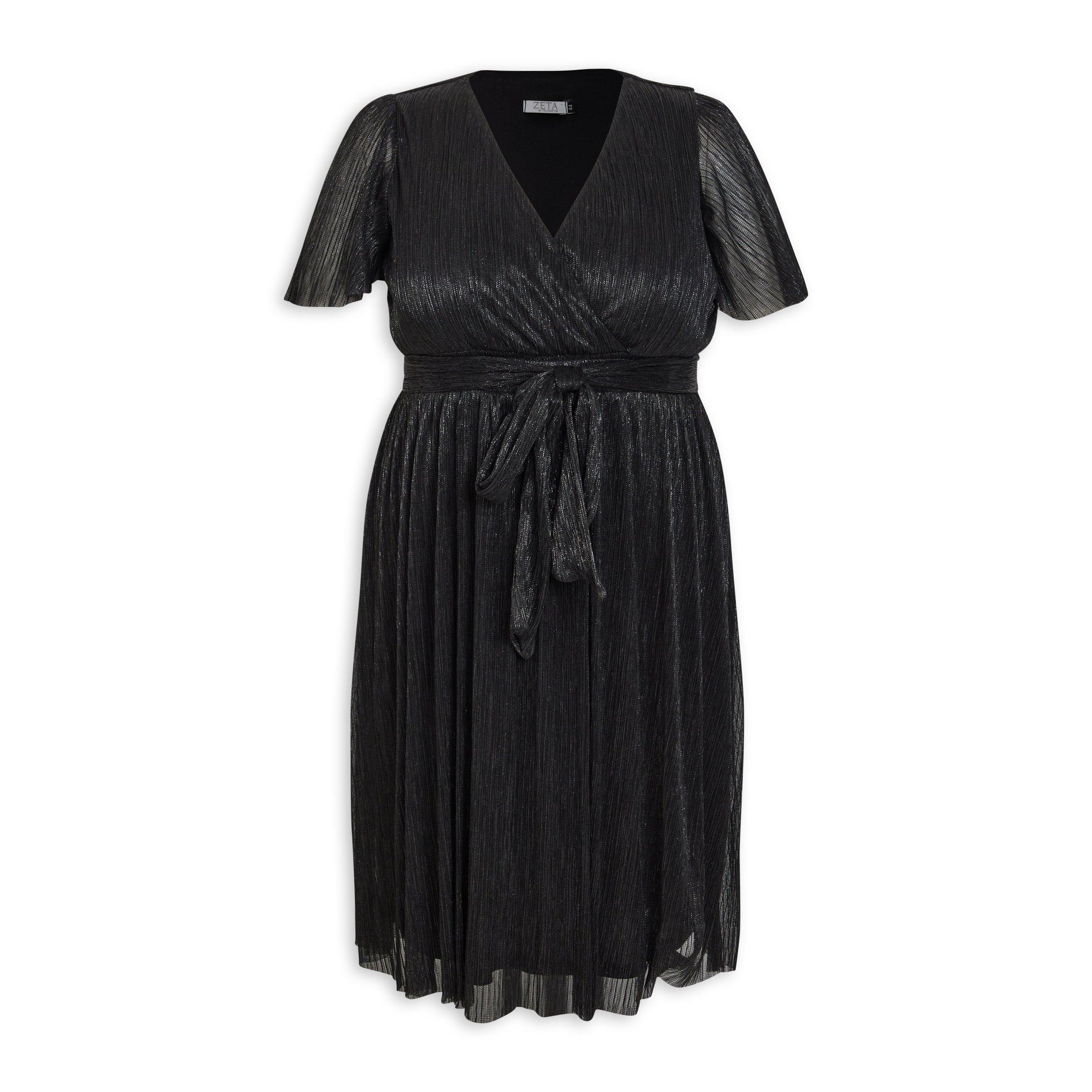 Black Belted Plus Size Shimmer Dress (3095158) | Zeta