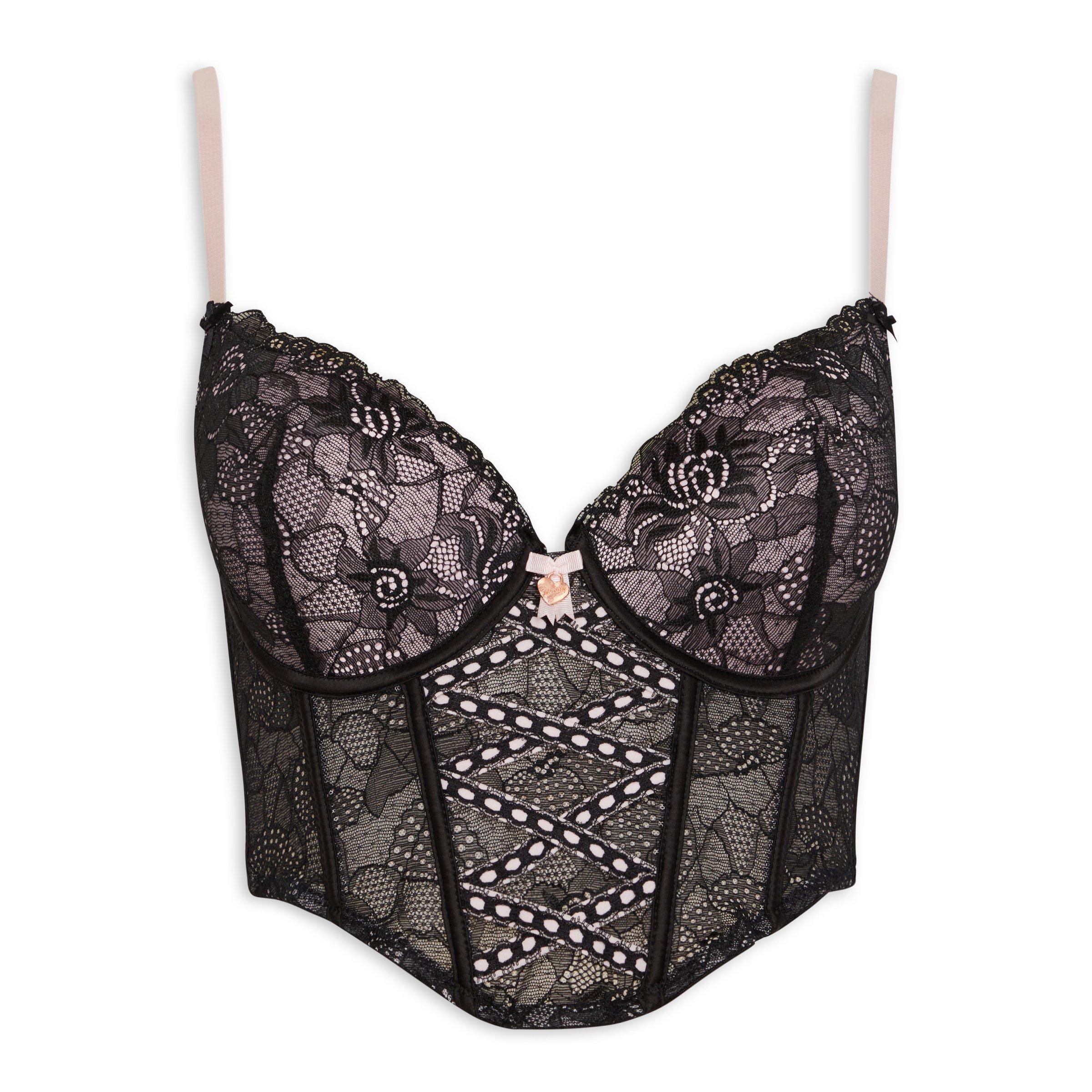 Black Push Up Corset Top (3097194) | Identity