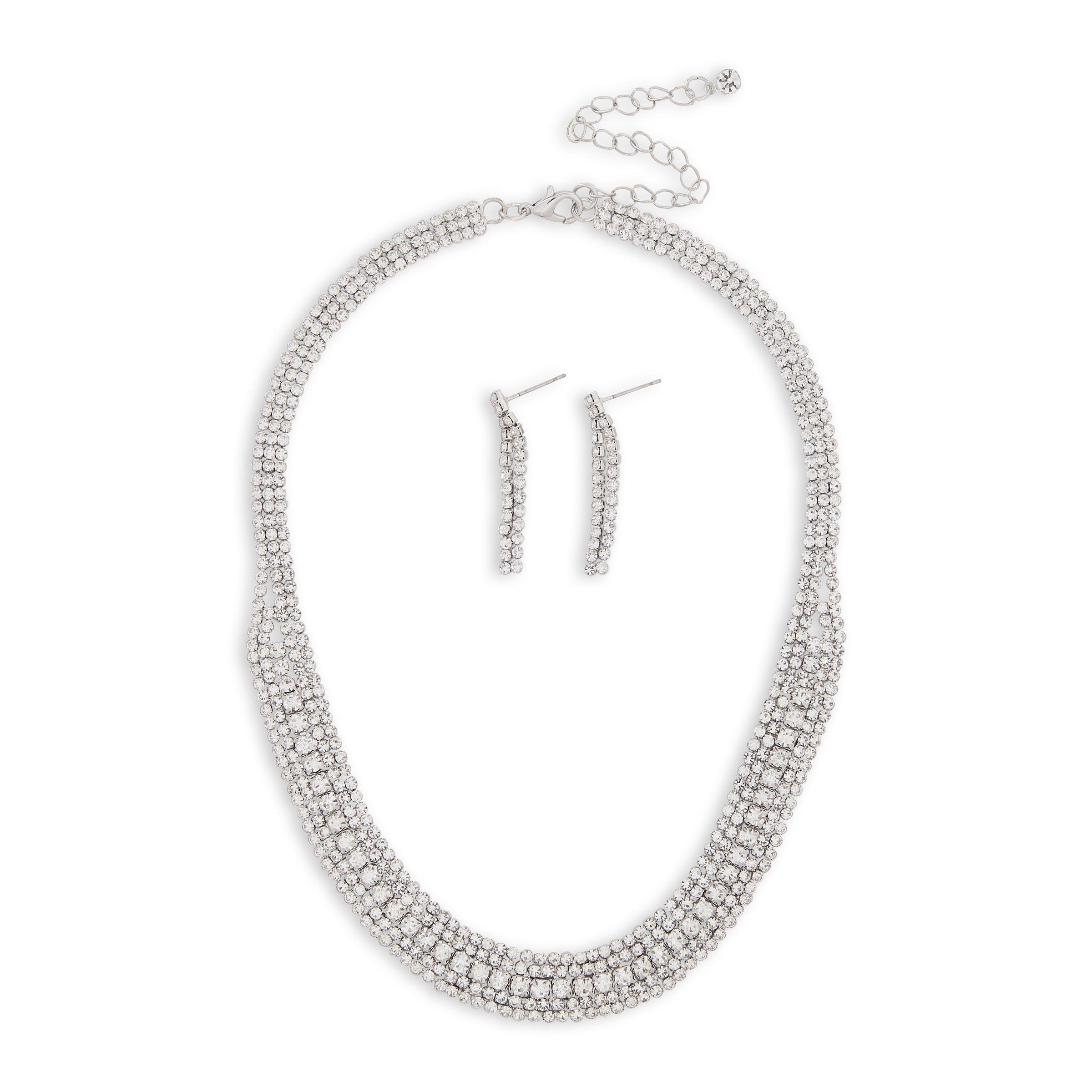 Silver Statement Necklace Earrings Set 3099292 Truworths