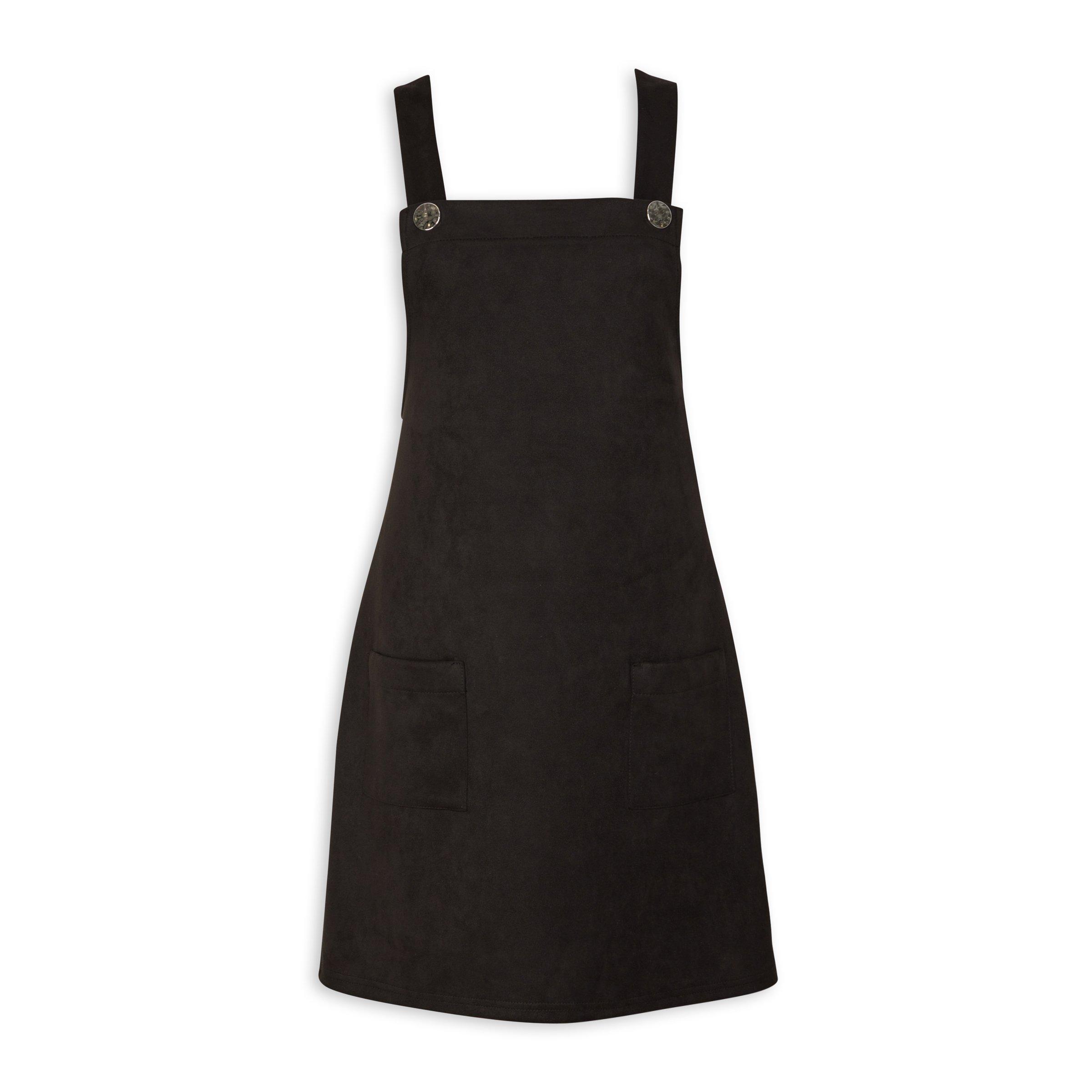 Ladies black pinafore dress best sale