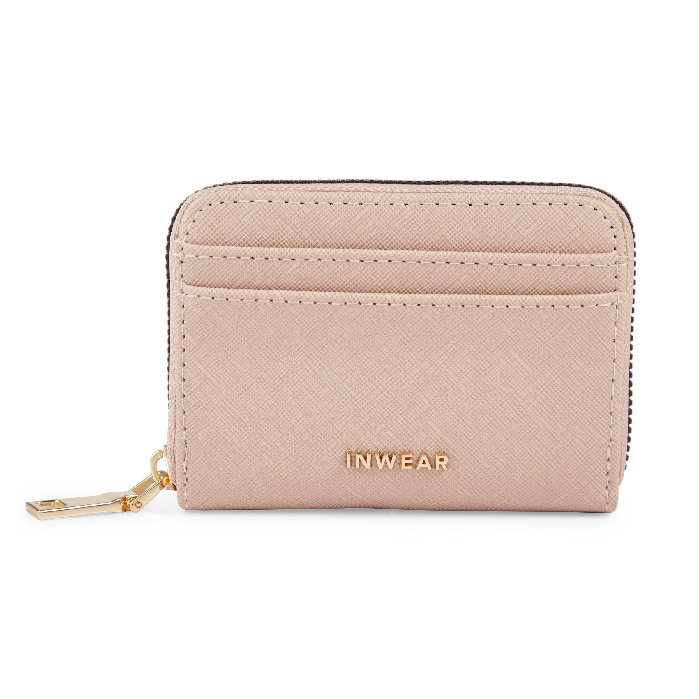 Pink zip best sale around purse