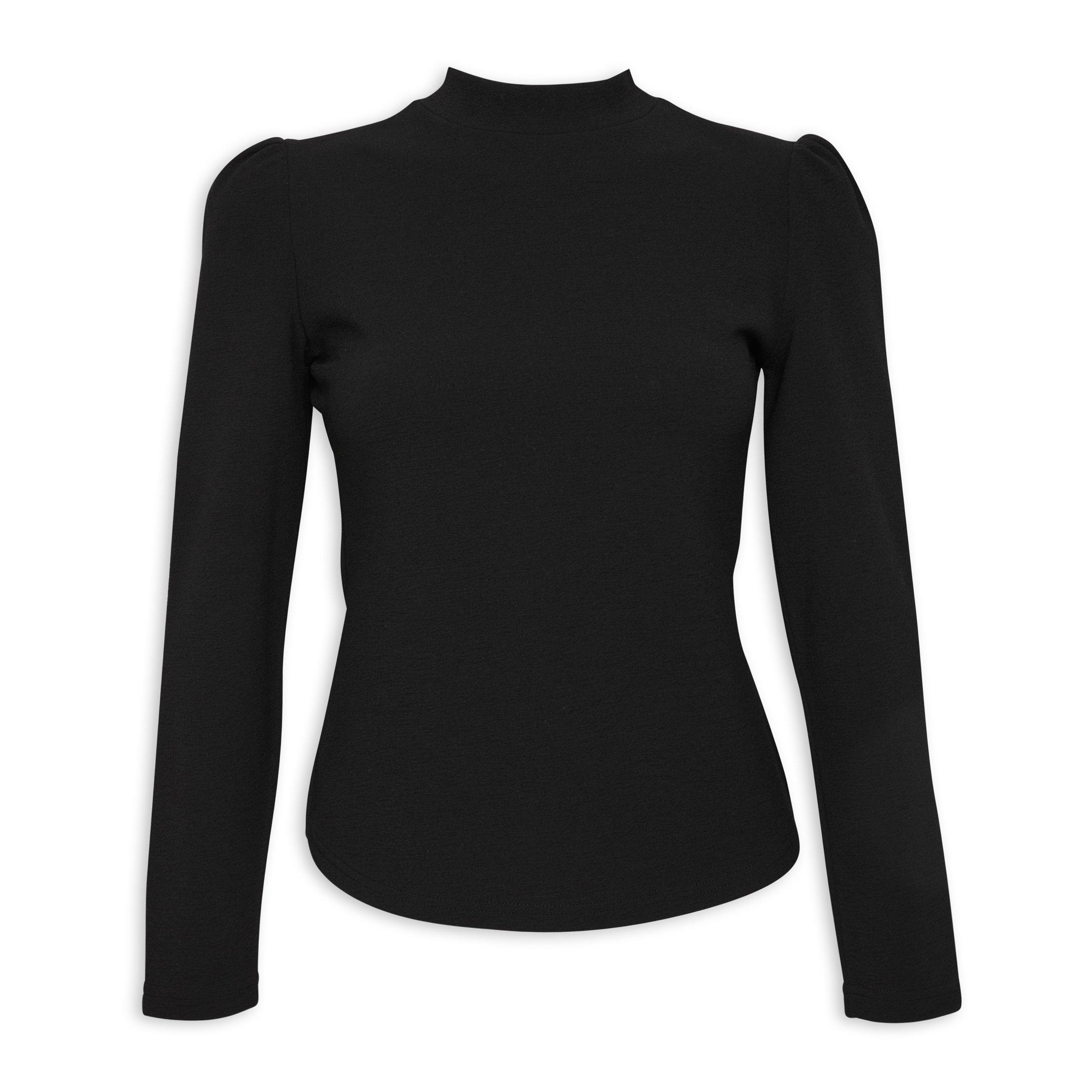 Embroidery Puff Sleeves Top, Black main image 1
