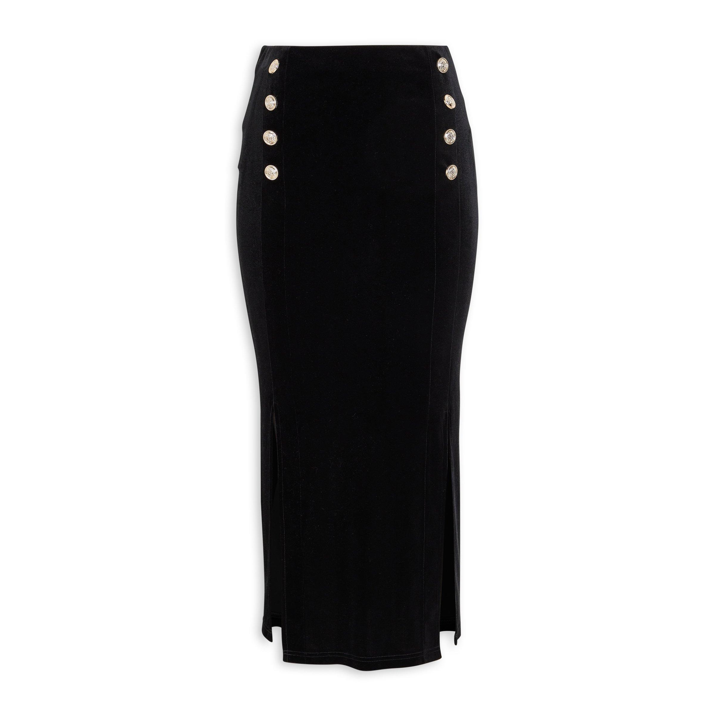 Button skirt cheap black