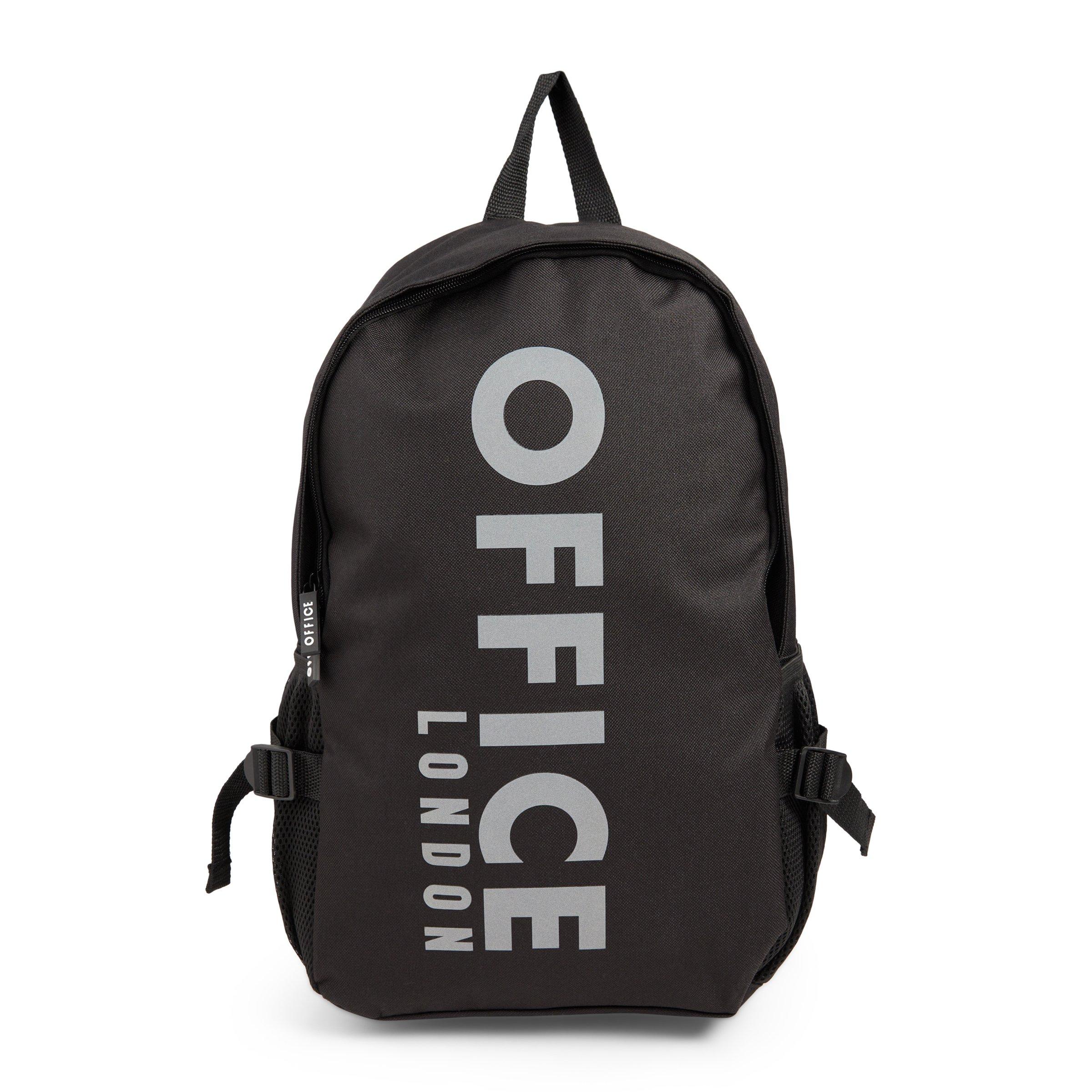 Branded black backpack sale