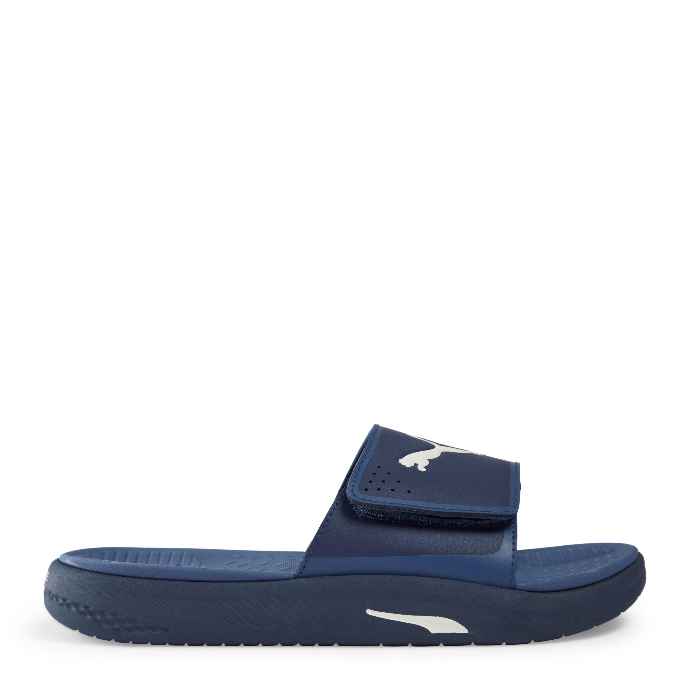 Navy blue puma store slides