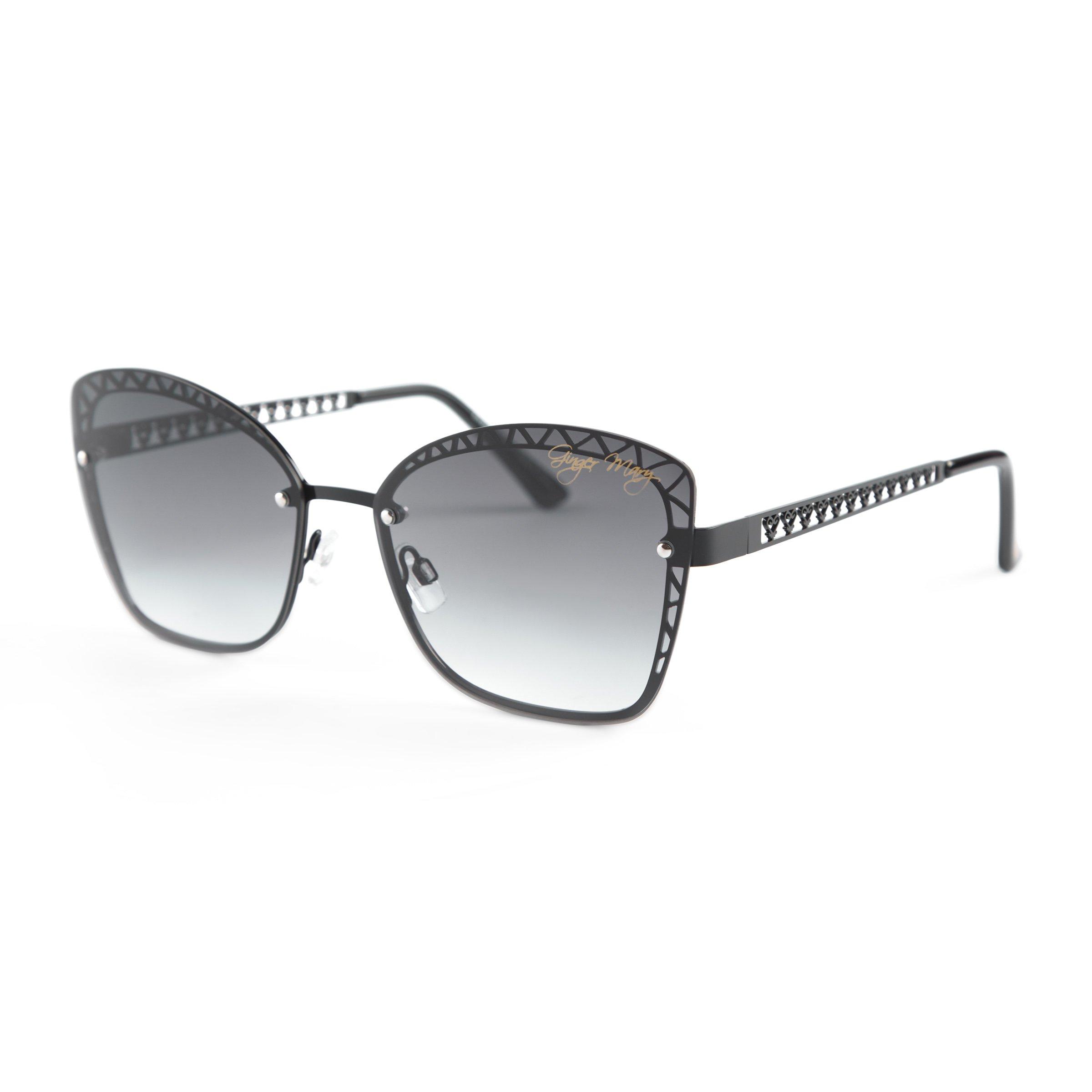 Chanel - Black Oversized Square Sunglasses w/ Faux Pearls