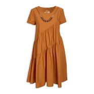 Mustard Baby Doll Dress With Necklace 3107559 Ginger Mary