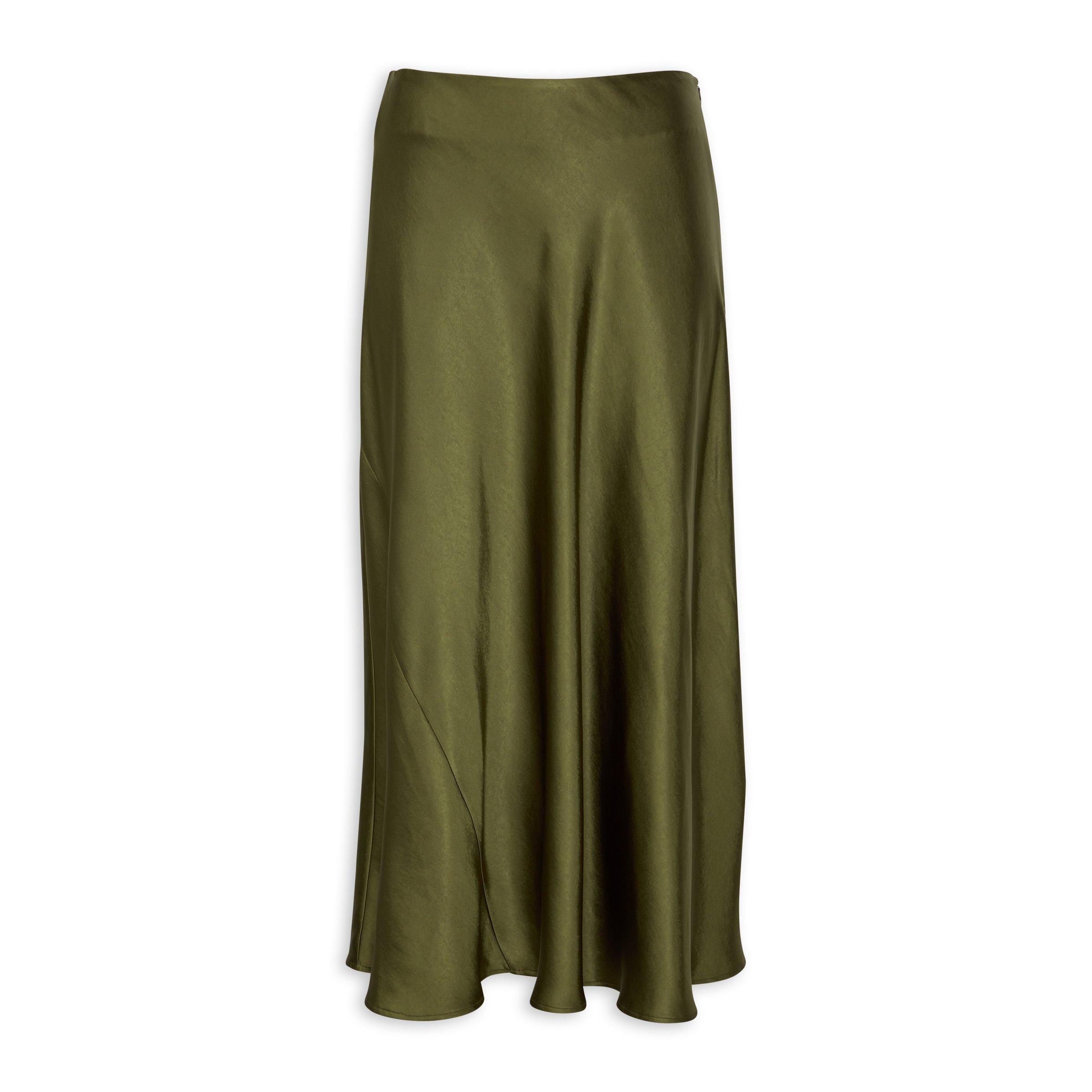 Bias cut shop skirt hunter green