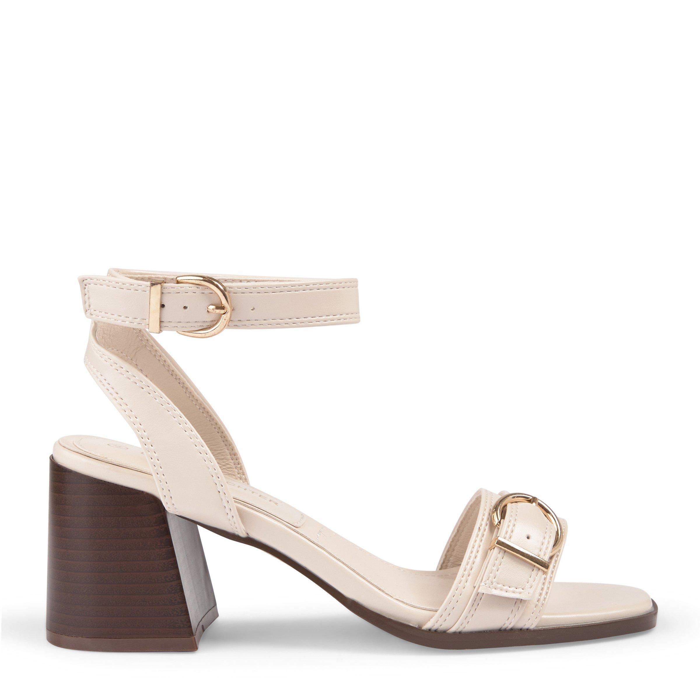 Ecru Ankle Strap Block Heels Sandal (3110086) 