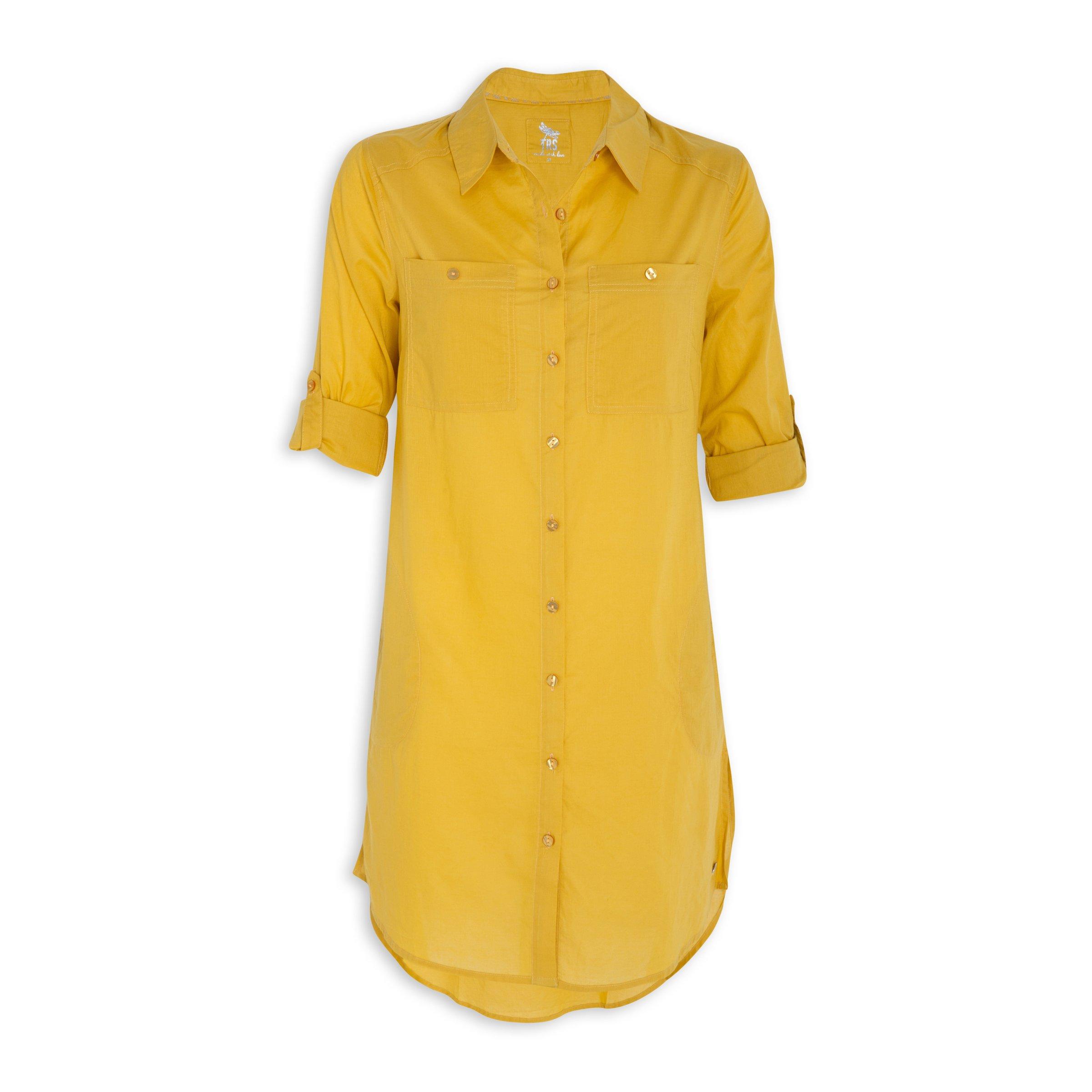 6920 Mustard Button Detailed T-Shirt