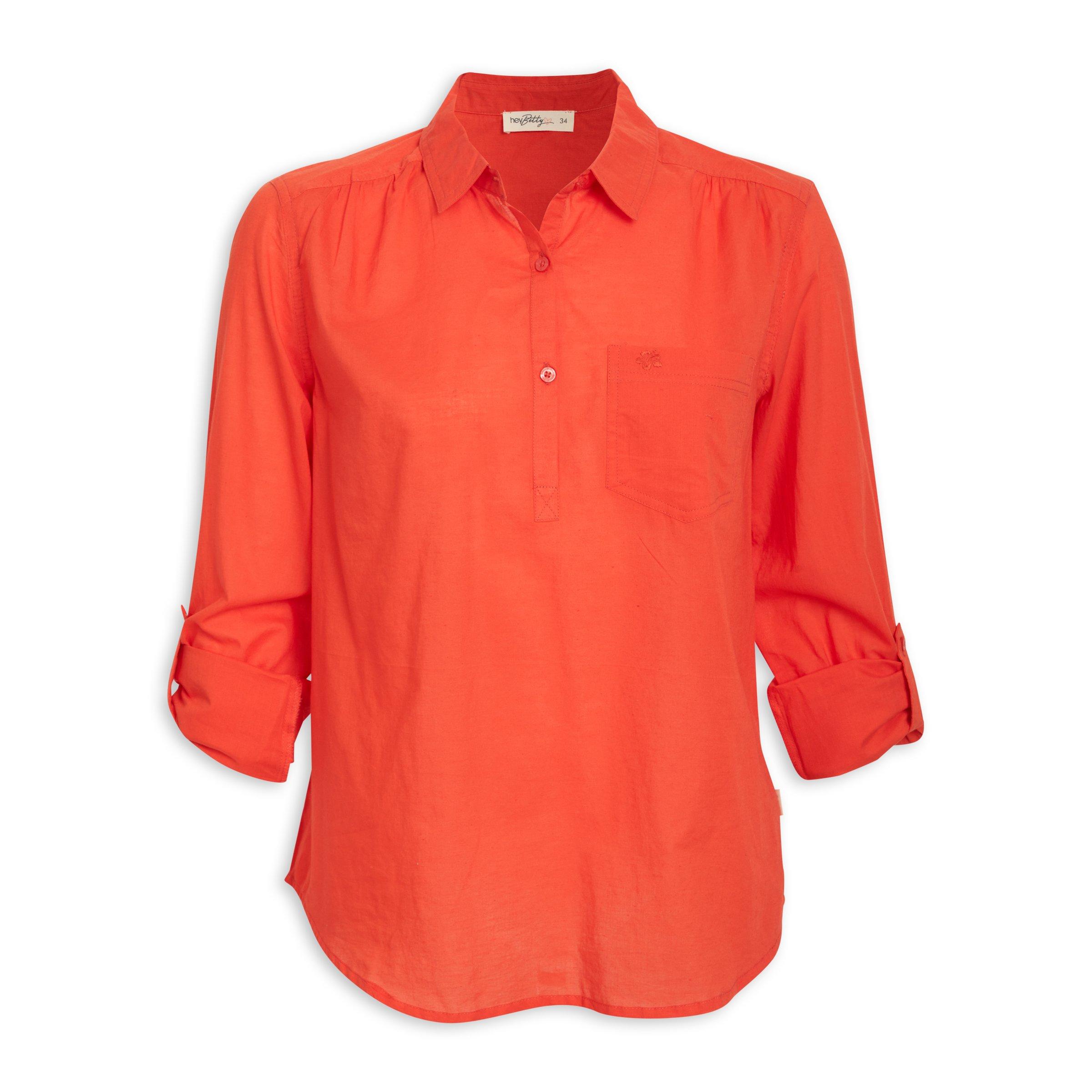 Orange button up shirt best sale