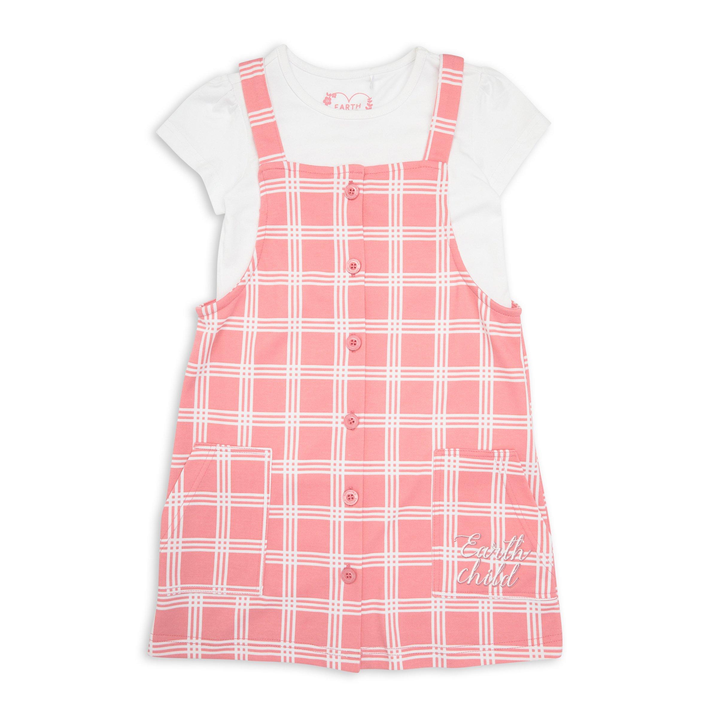 Girls checked pinafore best sale