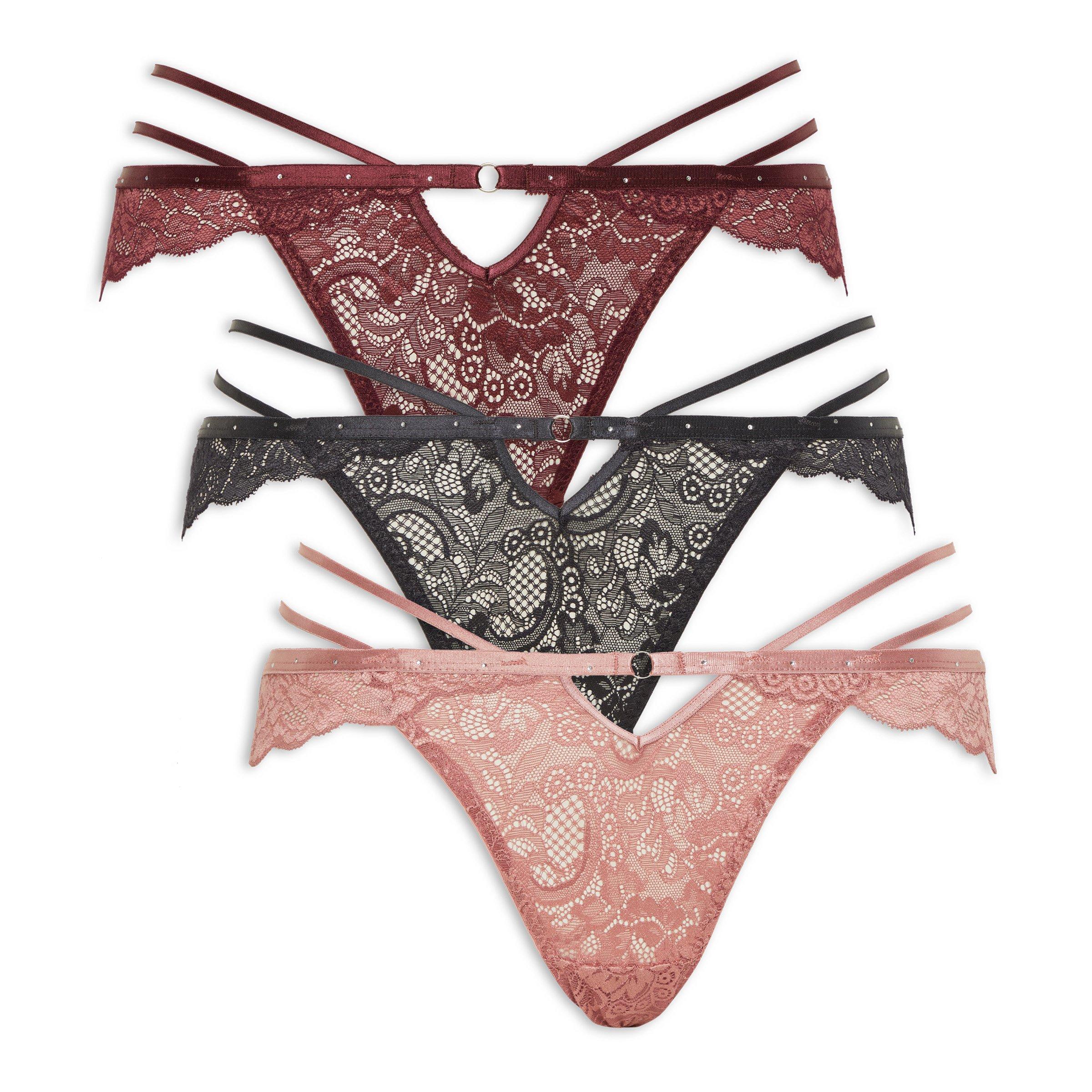 3-Pack Lace Brazilian Knit Panties