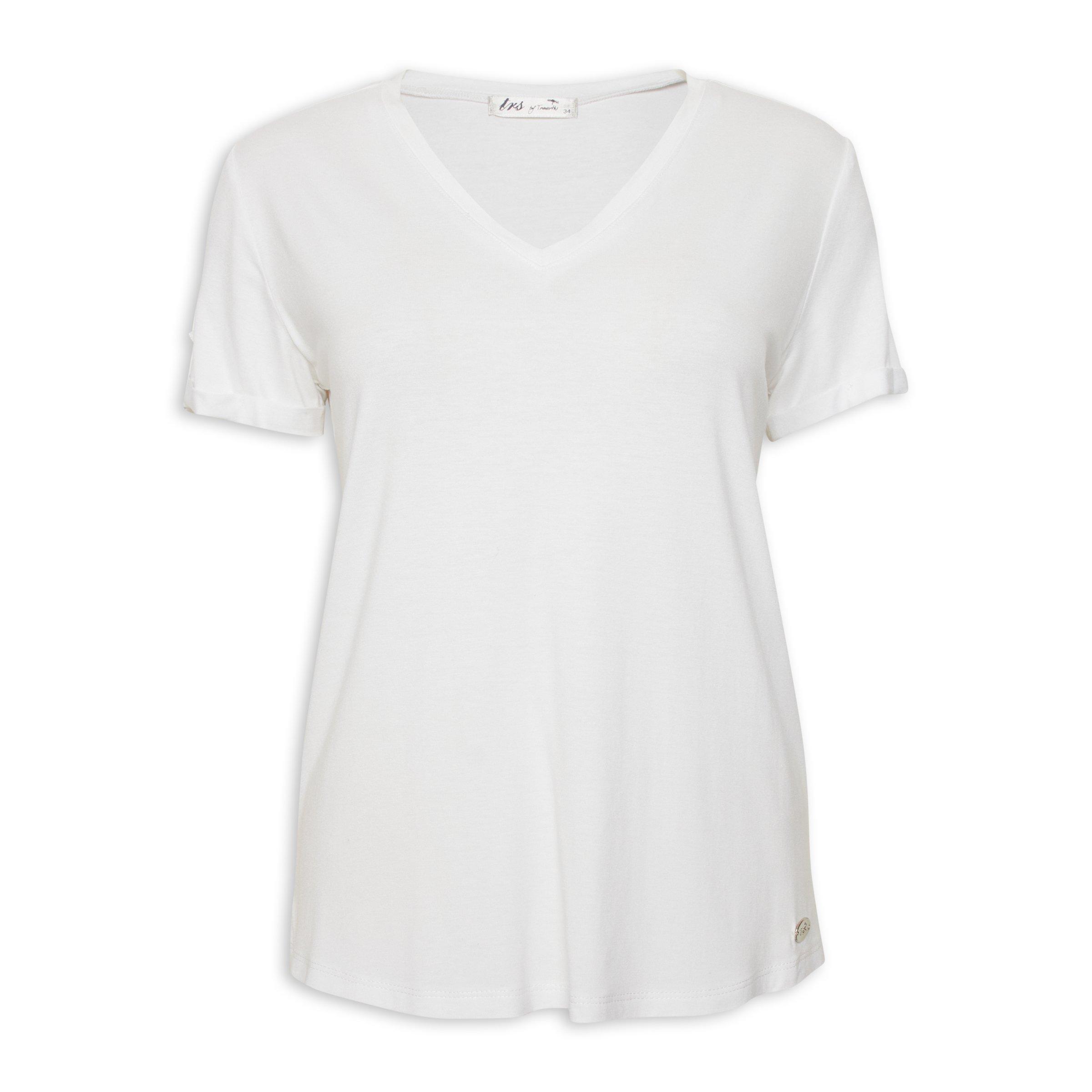 Loose white v neck t shirt best sale