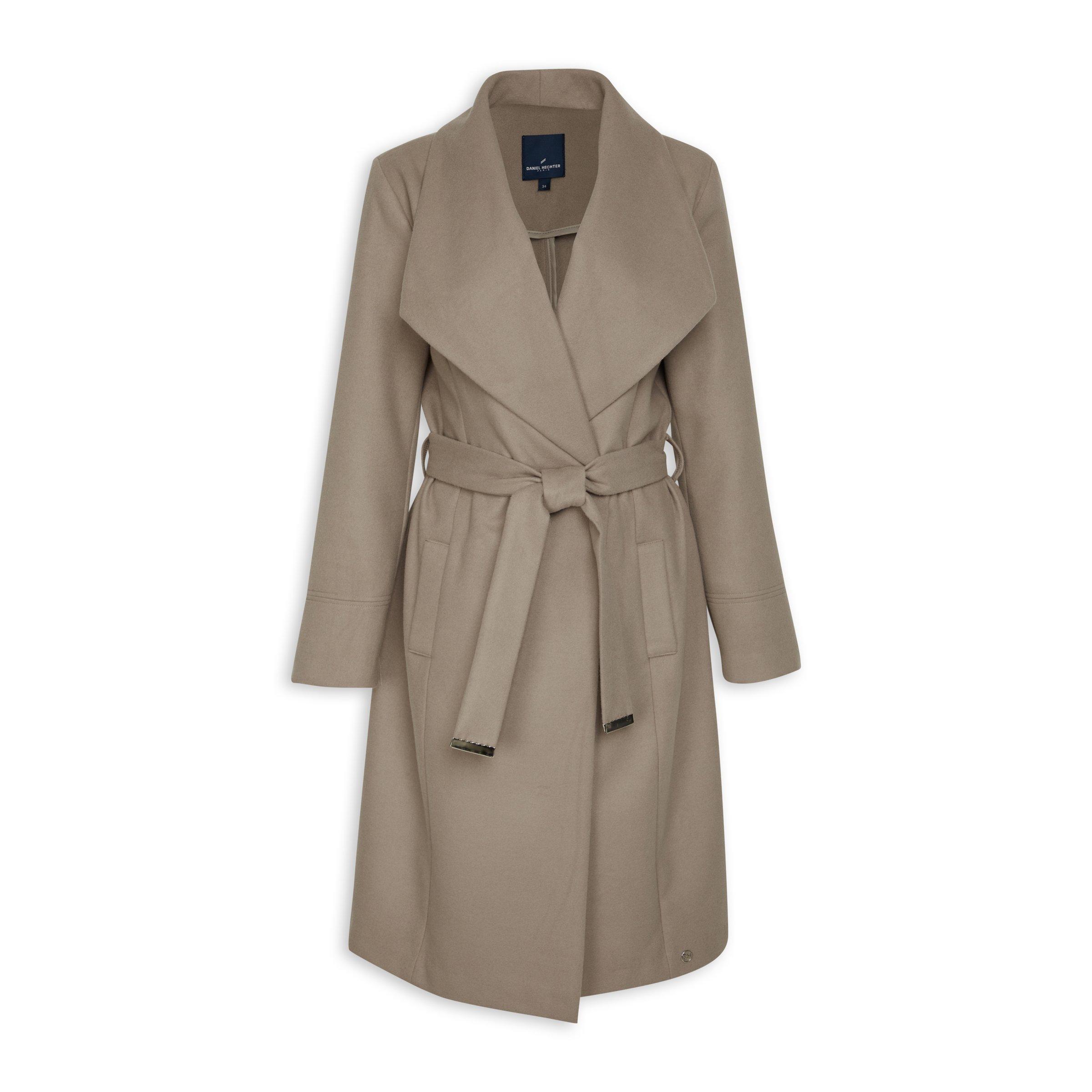 Camel belted wrap coat on sale