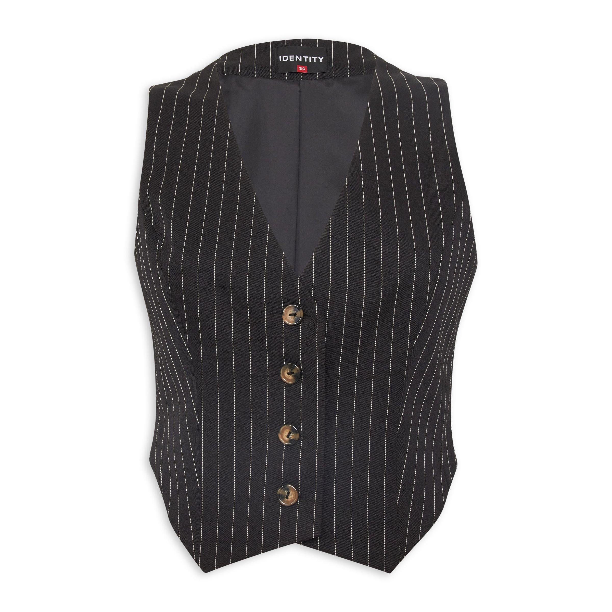 Black pinstripe waistcoat best sale